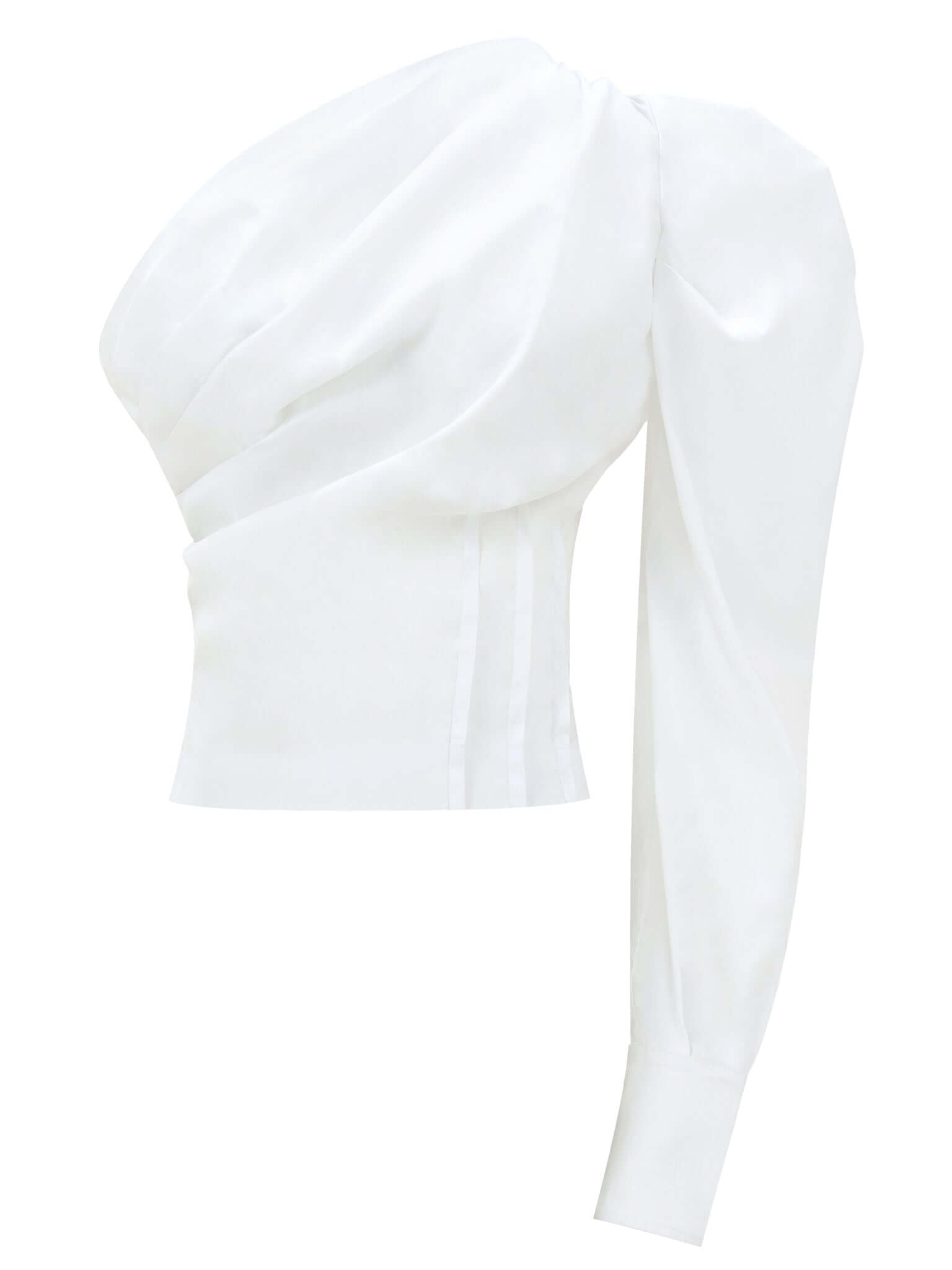 Women’s White Double Identity Poplin One-Shoulder Shirt Extra Large Tia Dorraine