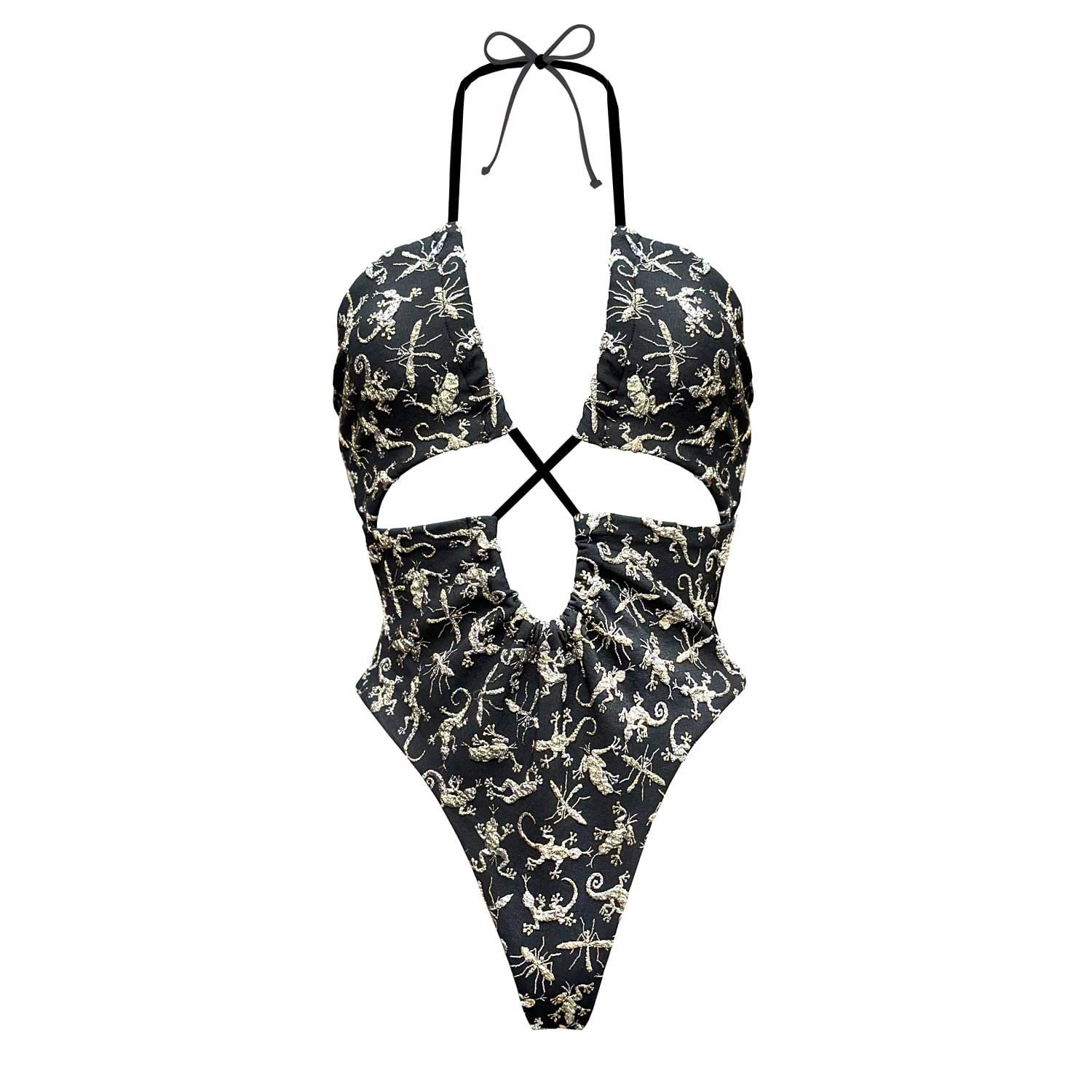 Geegee Collection Women's Black / Silver / Gold Superstitious Creatures Swimsuit In Black/silver/gold