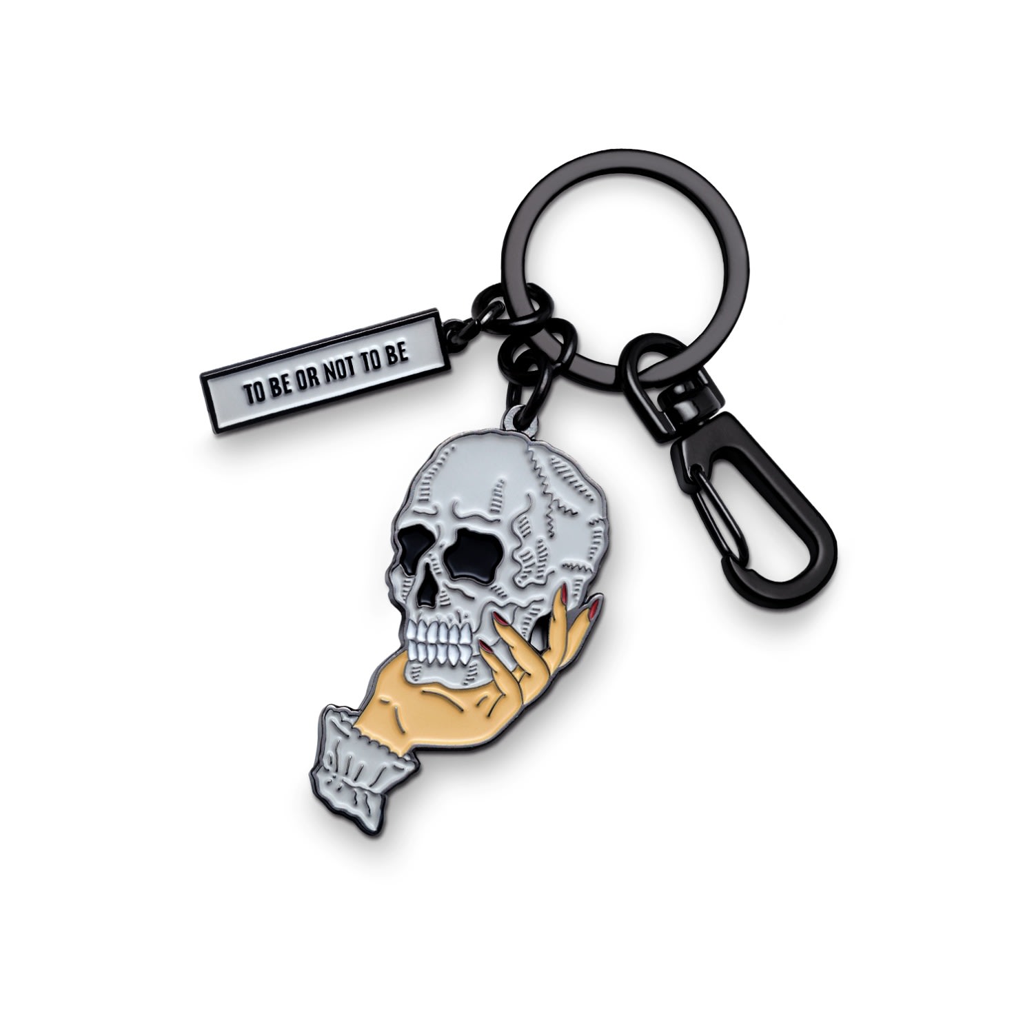 Make Heads Turn Women's White Enamel Keychain / Bag Charm To Be Or Not To Be In White