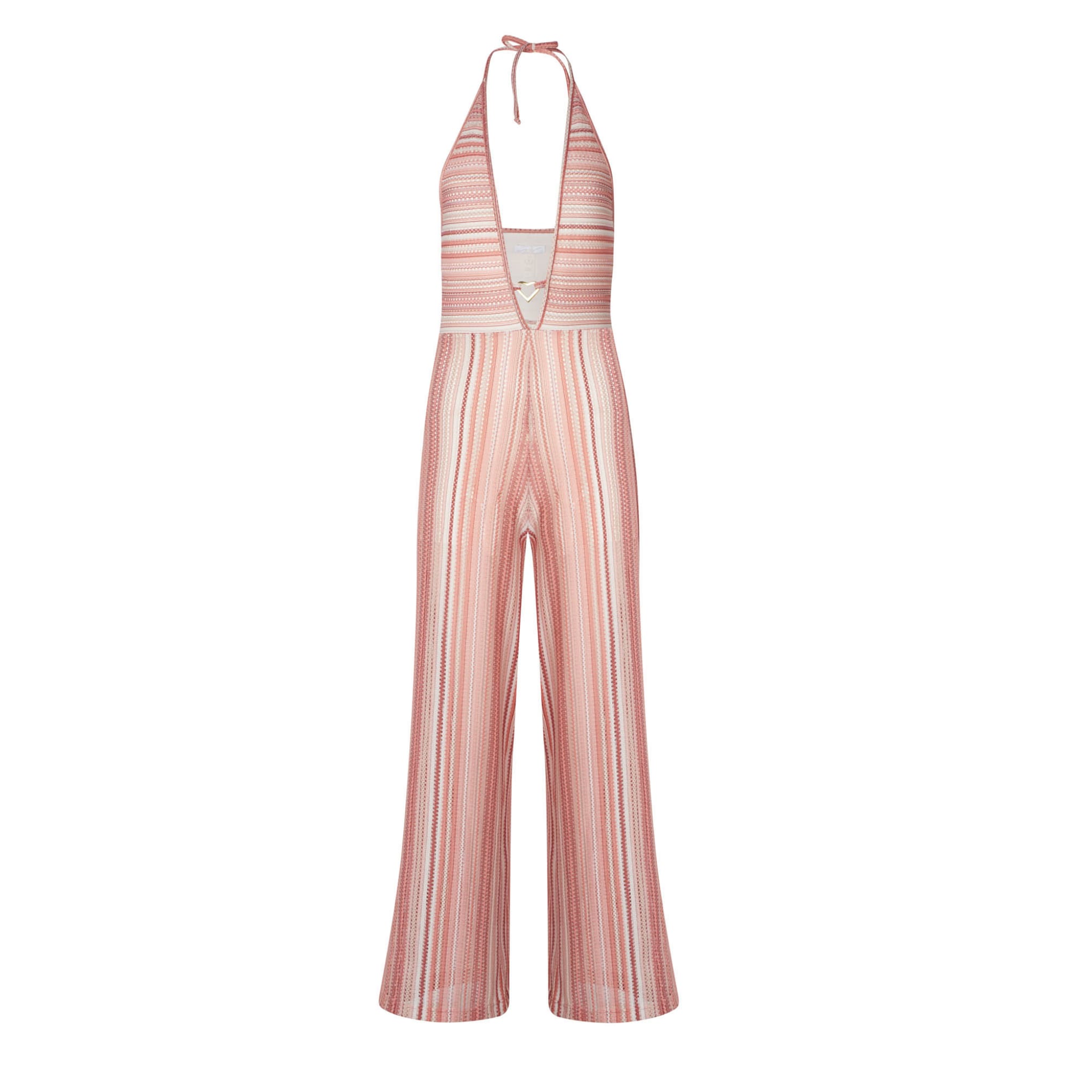 Soah Women's Pink / Purple / White Roxanne Lace Halter Jumpsuit In Pink/purple/white