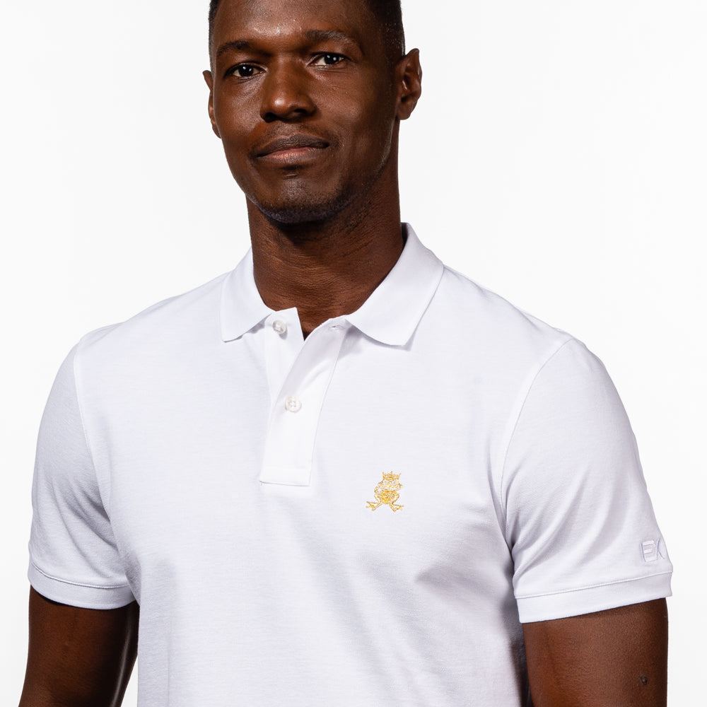 Eight X Men's Adrián Frog Gold Edition Polo - White In Blue