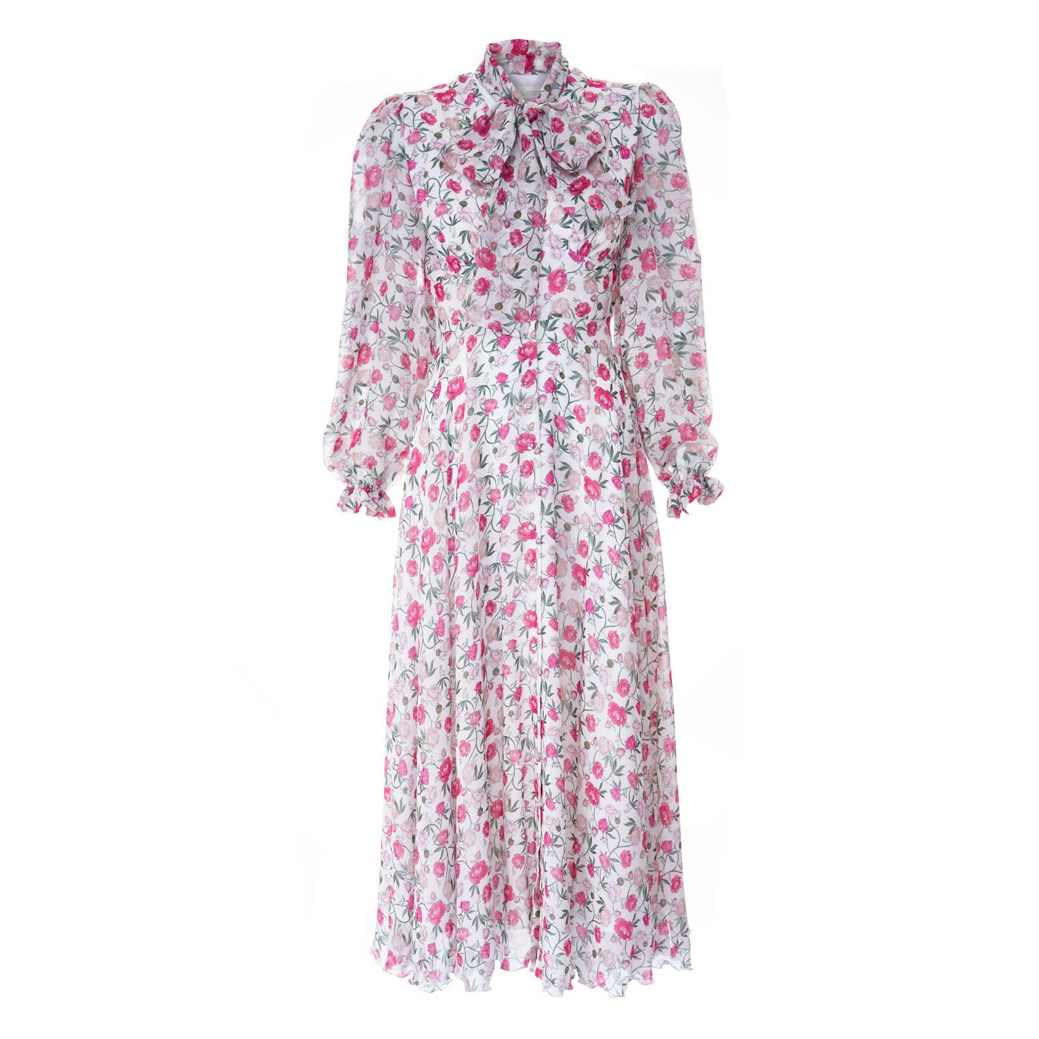 Women’s Georgette Peony Print Dress Small Sofia Tsereteli