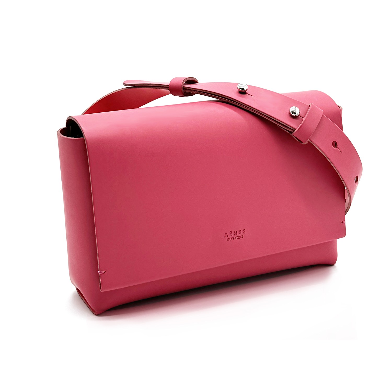 Women’s Minimal Leather Travel Belt Bag- Raspberry Red Aéhee New York