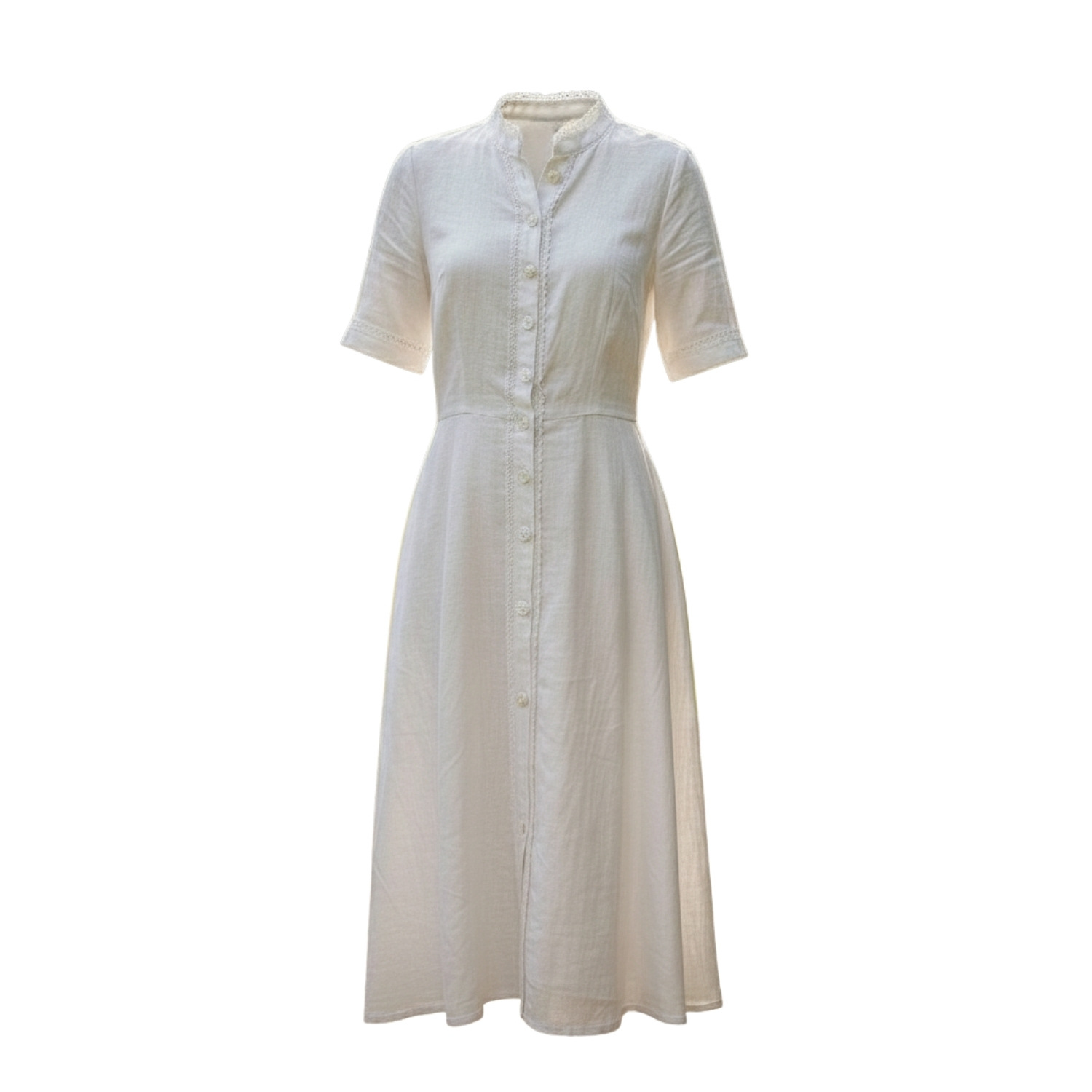 Women's White Linen Midi Summer Shirt Dress | XXL | Izabela Mandoiu