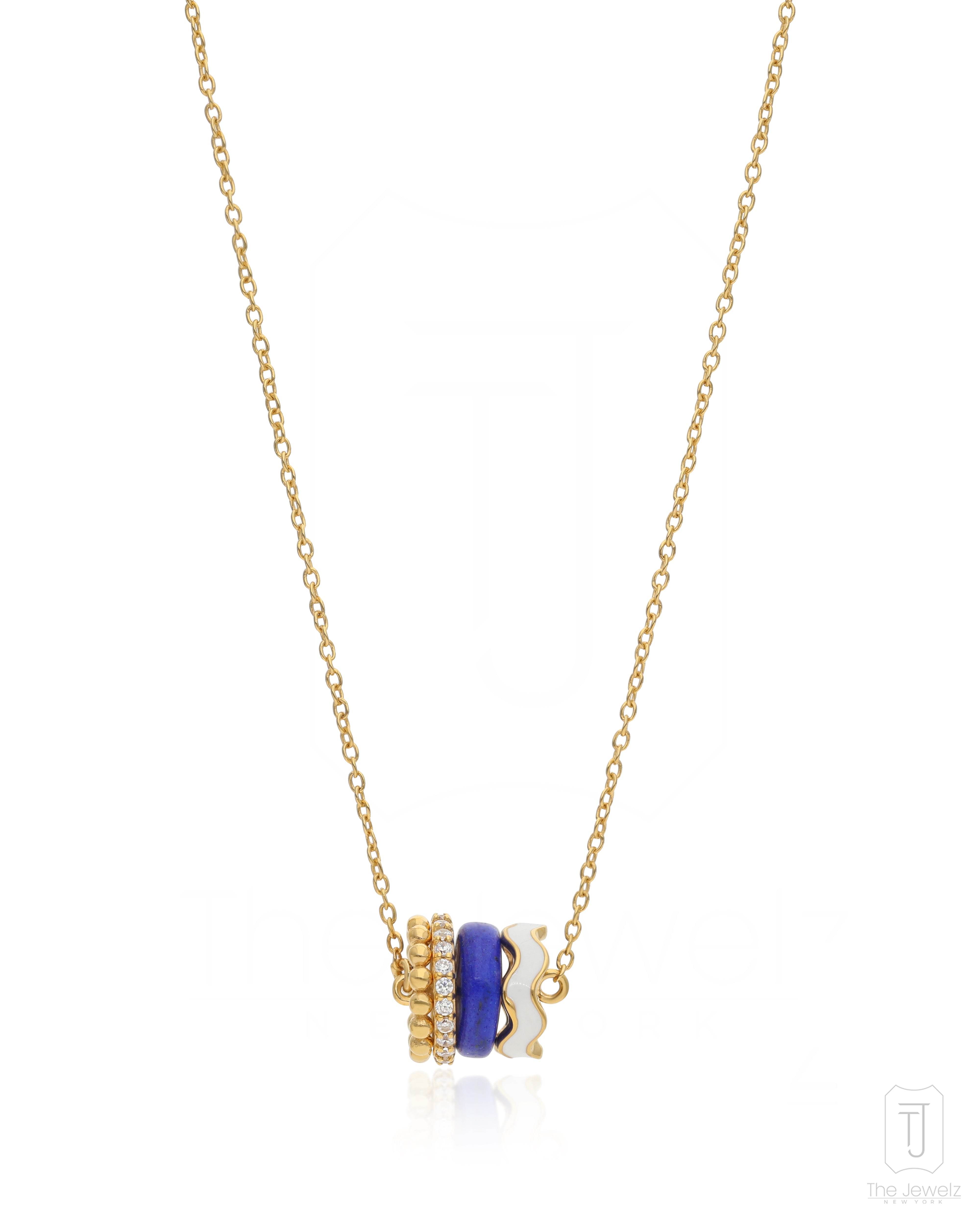 The Jewelz White / Silver / Blue Lapis Ebb & Flow Silver Necklace Gifting For Women