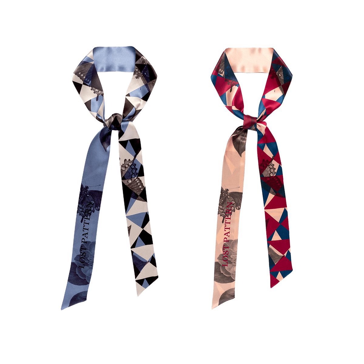 Prism Silk Skinny Scarf - Crimson Red – LOST PATTERN