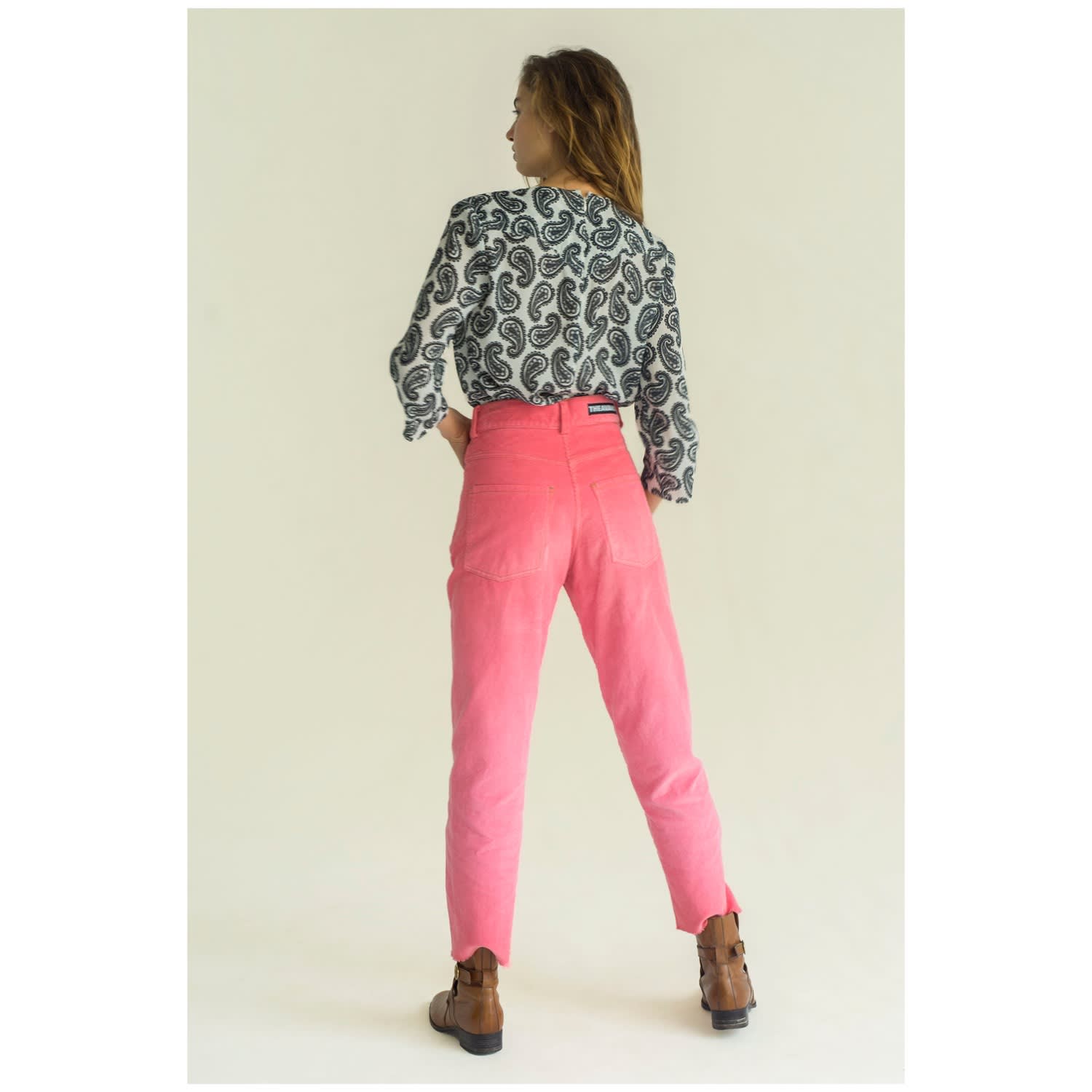 corduroy pink trousers