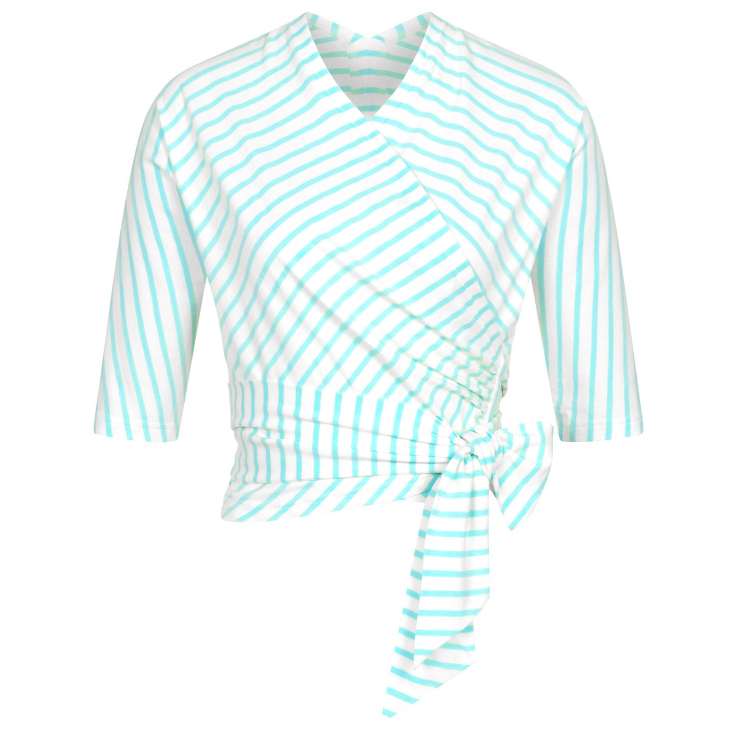 Marianna Déri Women's Green / White Mint Green Cream Striped Wrap Top