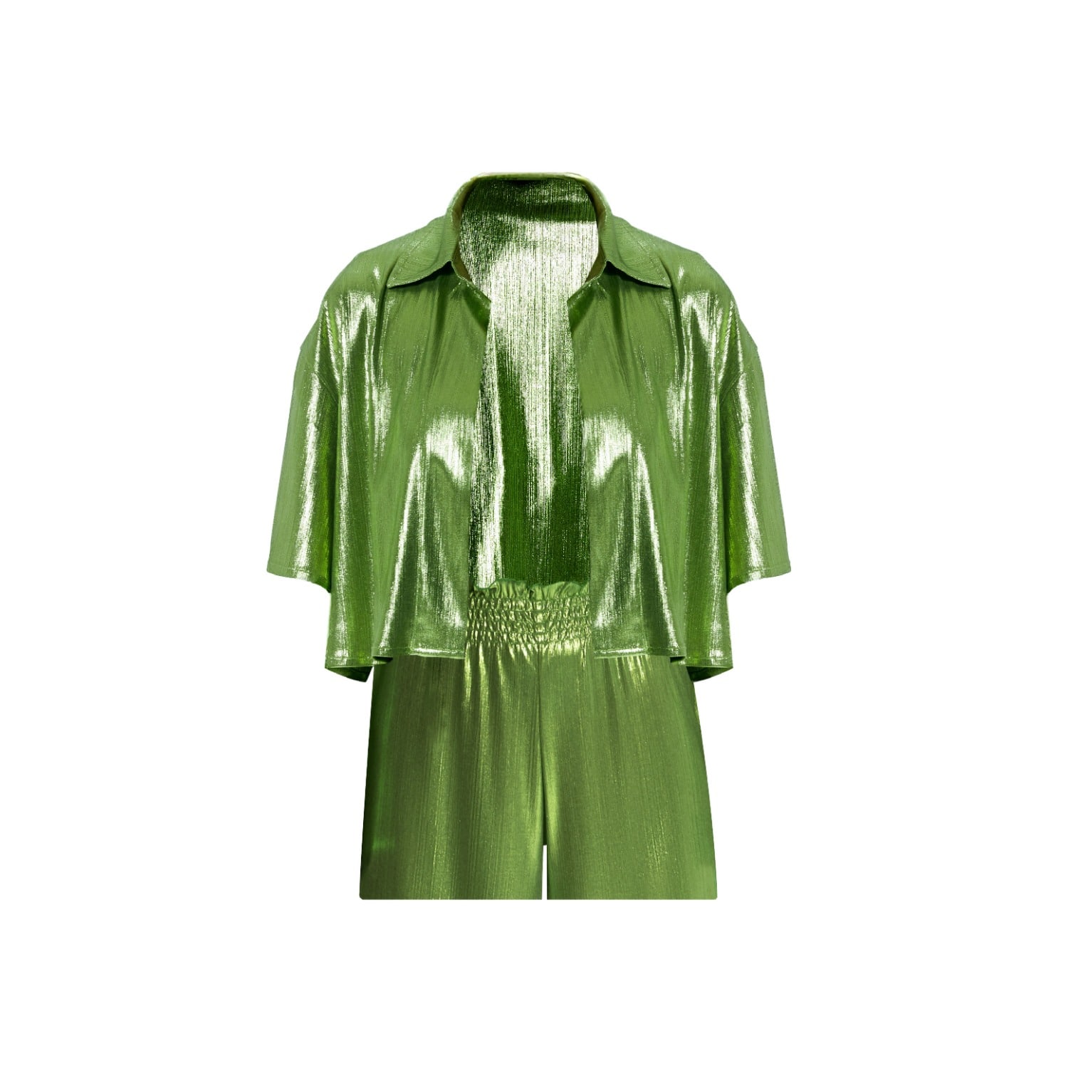 Nur Karaata Gigi Mini Green Short & Shirt Set In Green