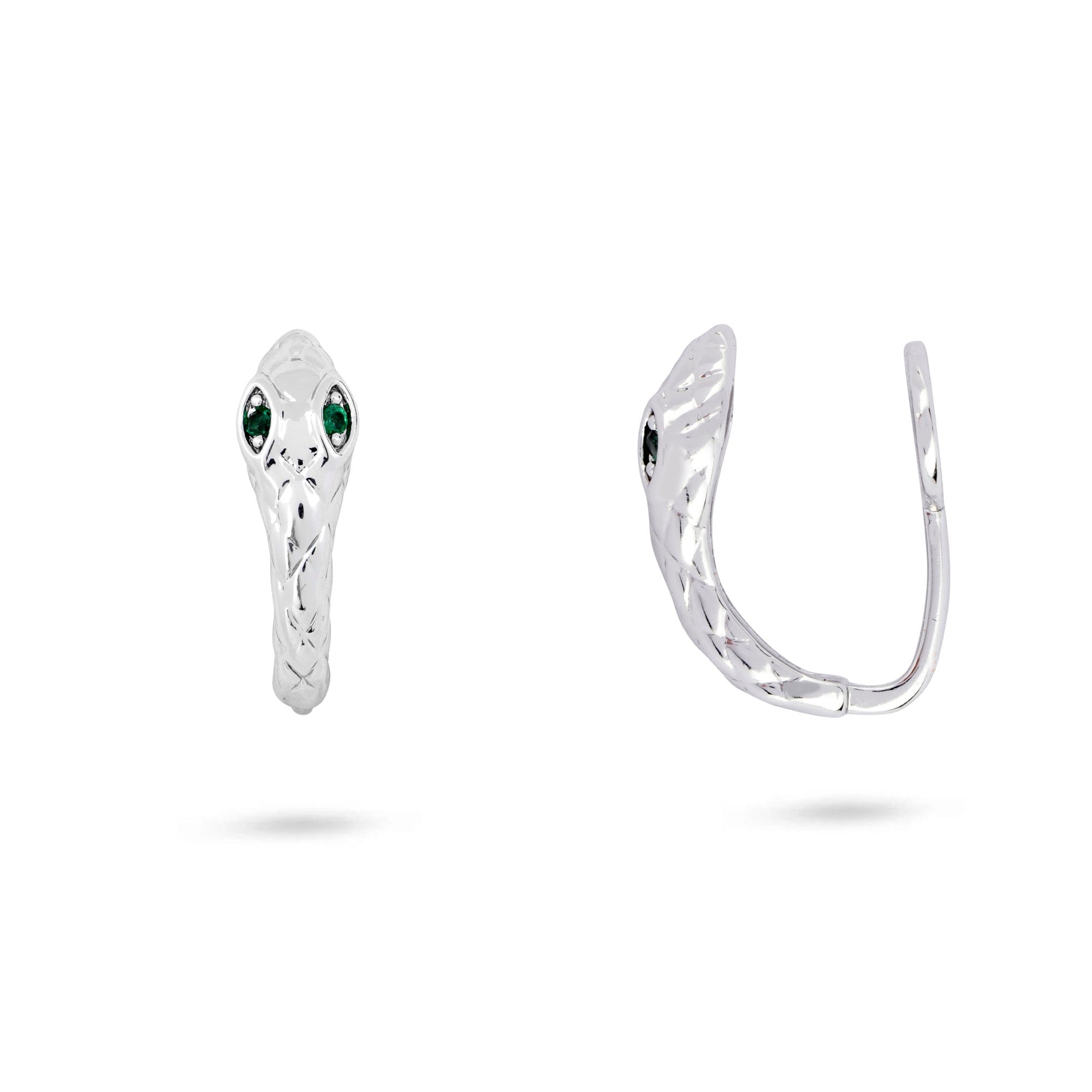 Gold Trip Women's Green / Silver Snake Clip On Earrings In Silver