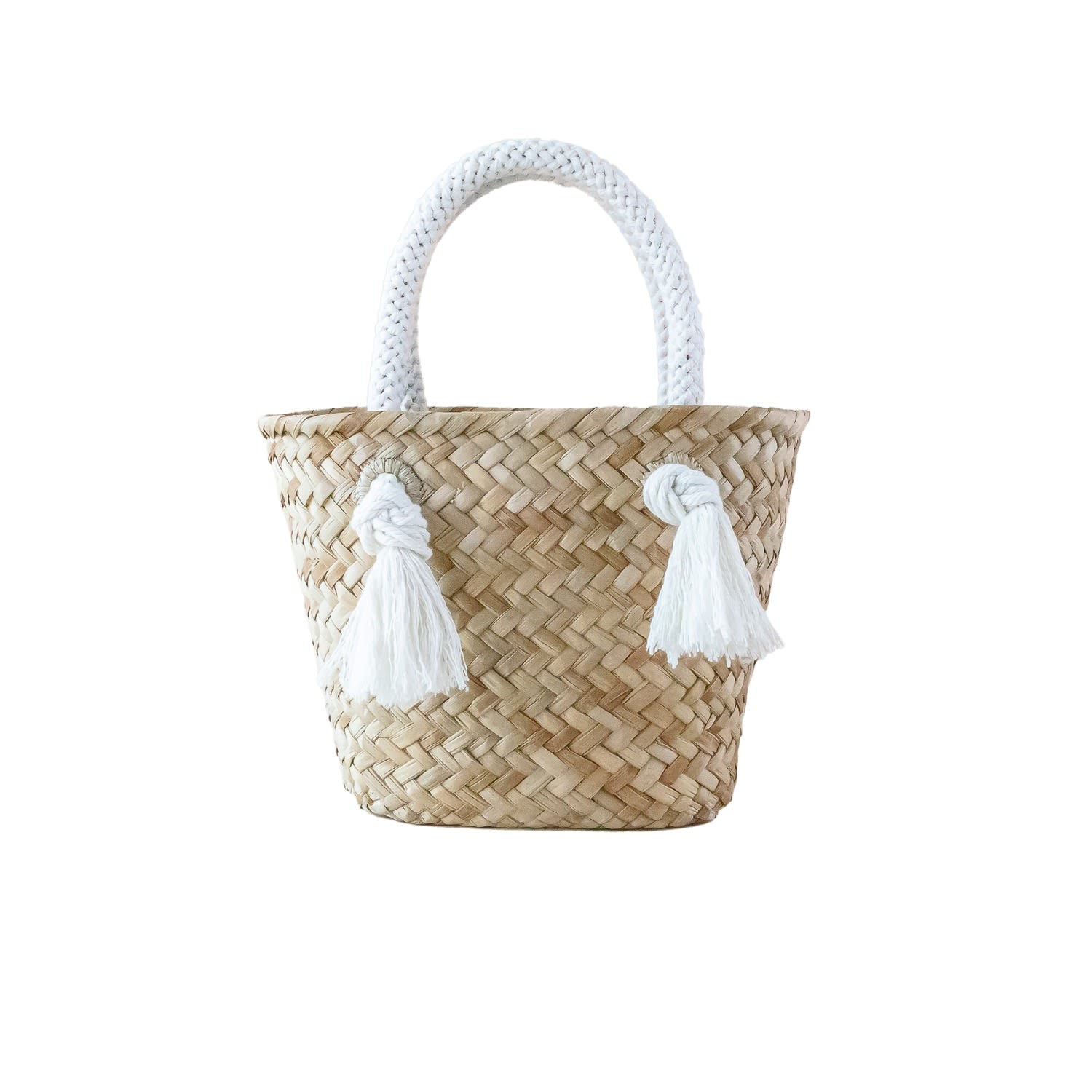 Likha Women's White Oat Small Classic Tote Bag With Braided Handles