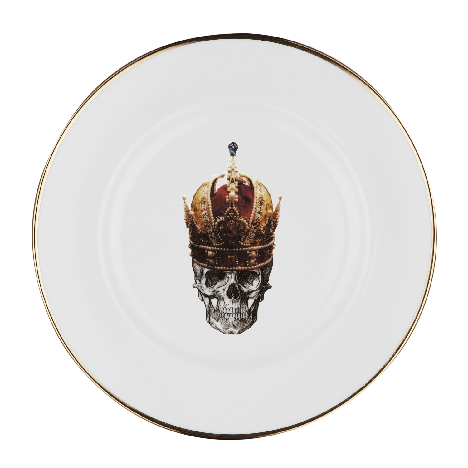 White Skull In Red Crown Bone China Salad Plate Melody Rose London