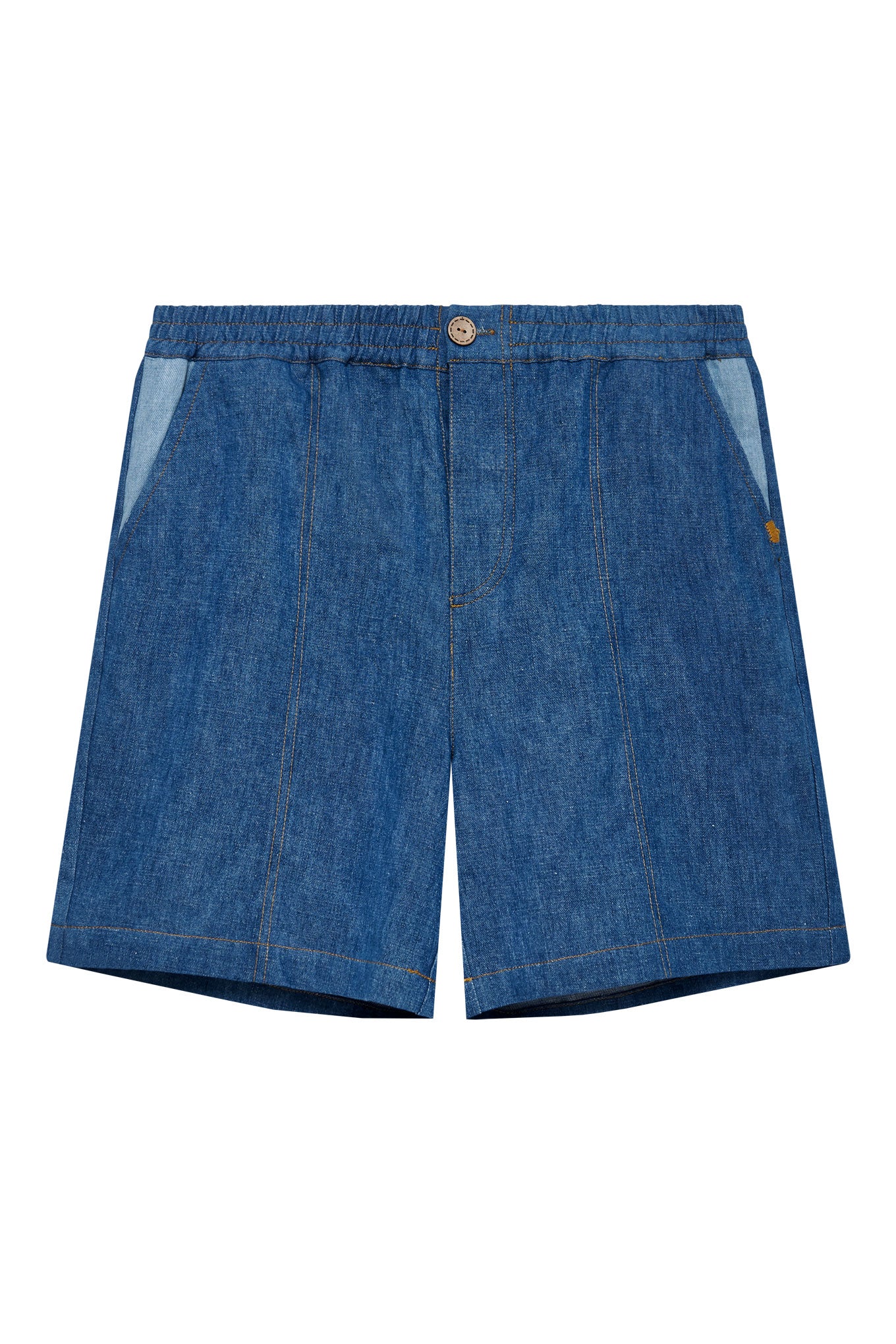 Komodo Men's Mario - Linen Shorts Blue Patchwork