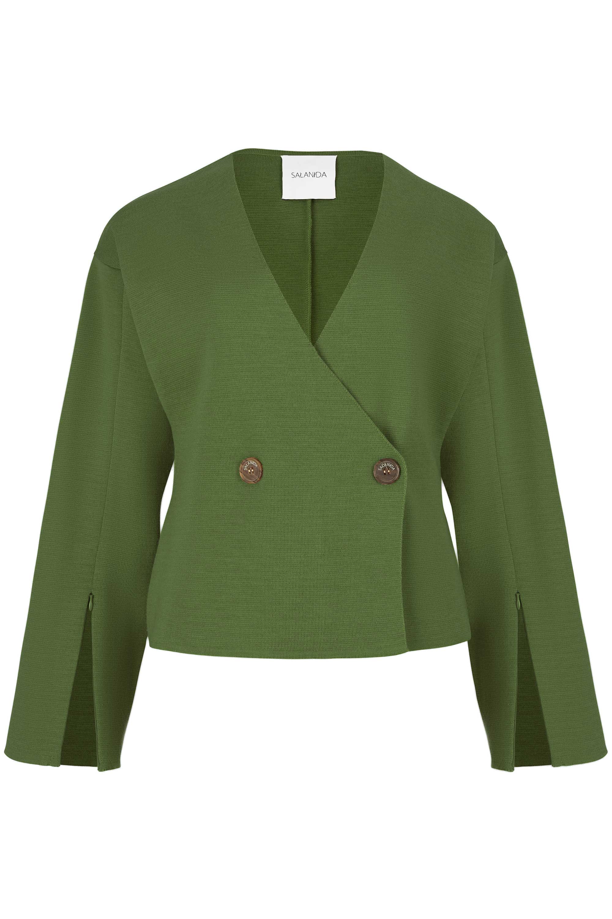 Women's Galante Knitted 100% Merino Blazer Olive Green | L/Xl | Salanida