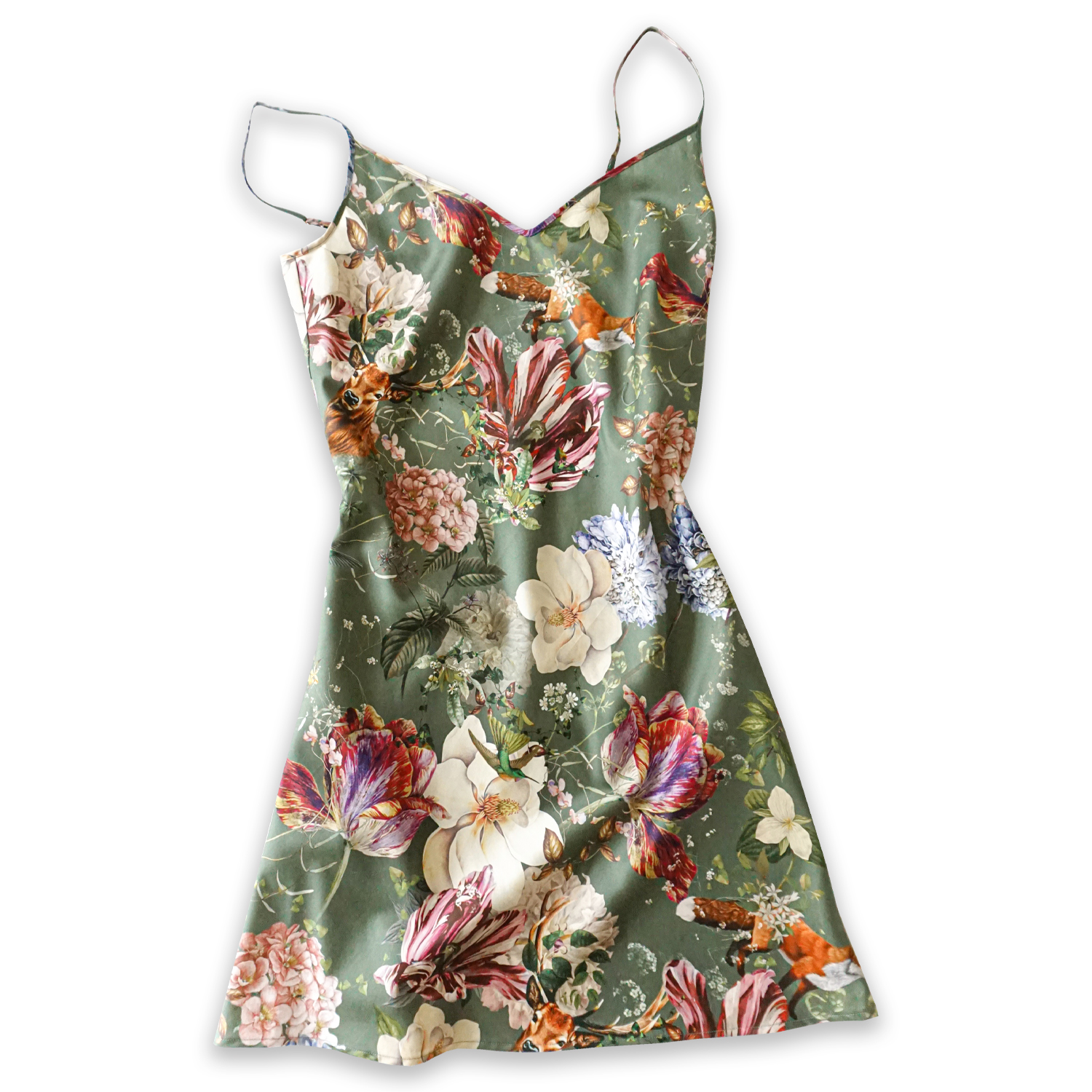 moss green slip dress Dani Slip Dress ~ Moss Green Luxe Satin S