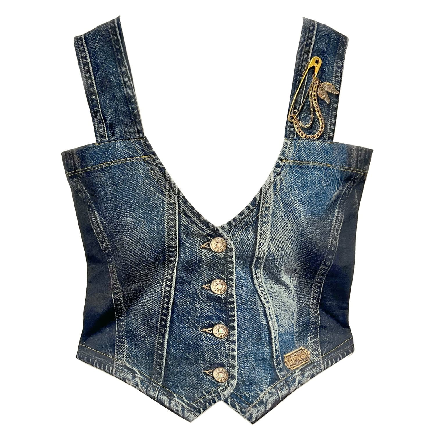 Ipng Design Women's Blue Tank Top Vest Jeanious In Blue