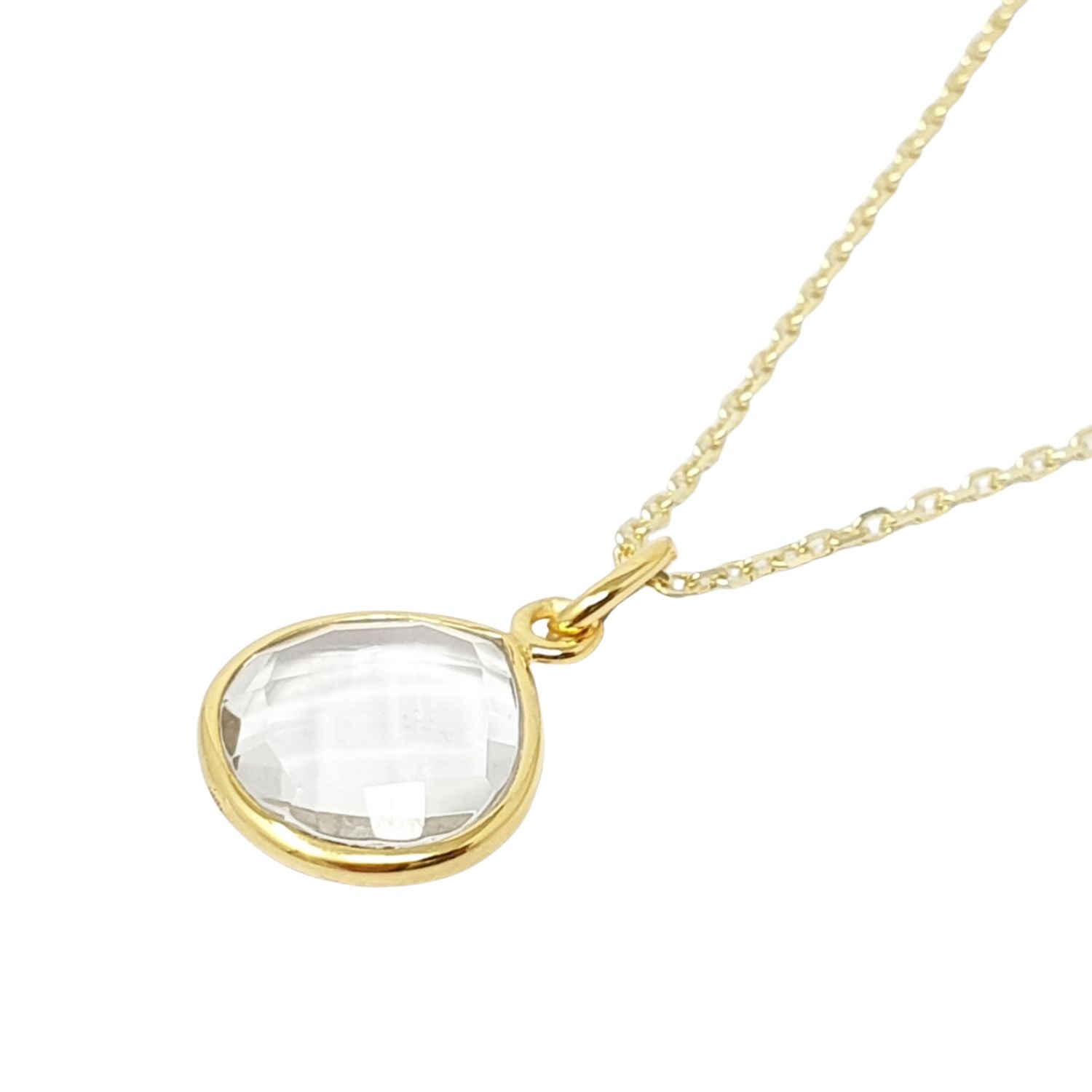 Harfi Women's Gold / White White Topaz Charm April Birthstone Gold Plated Necklace In Multi