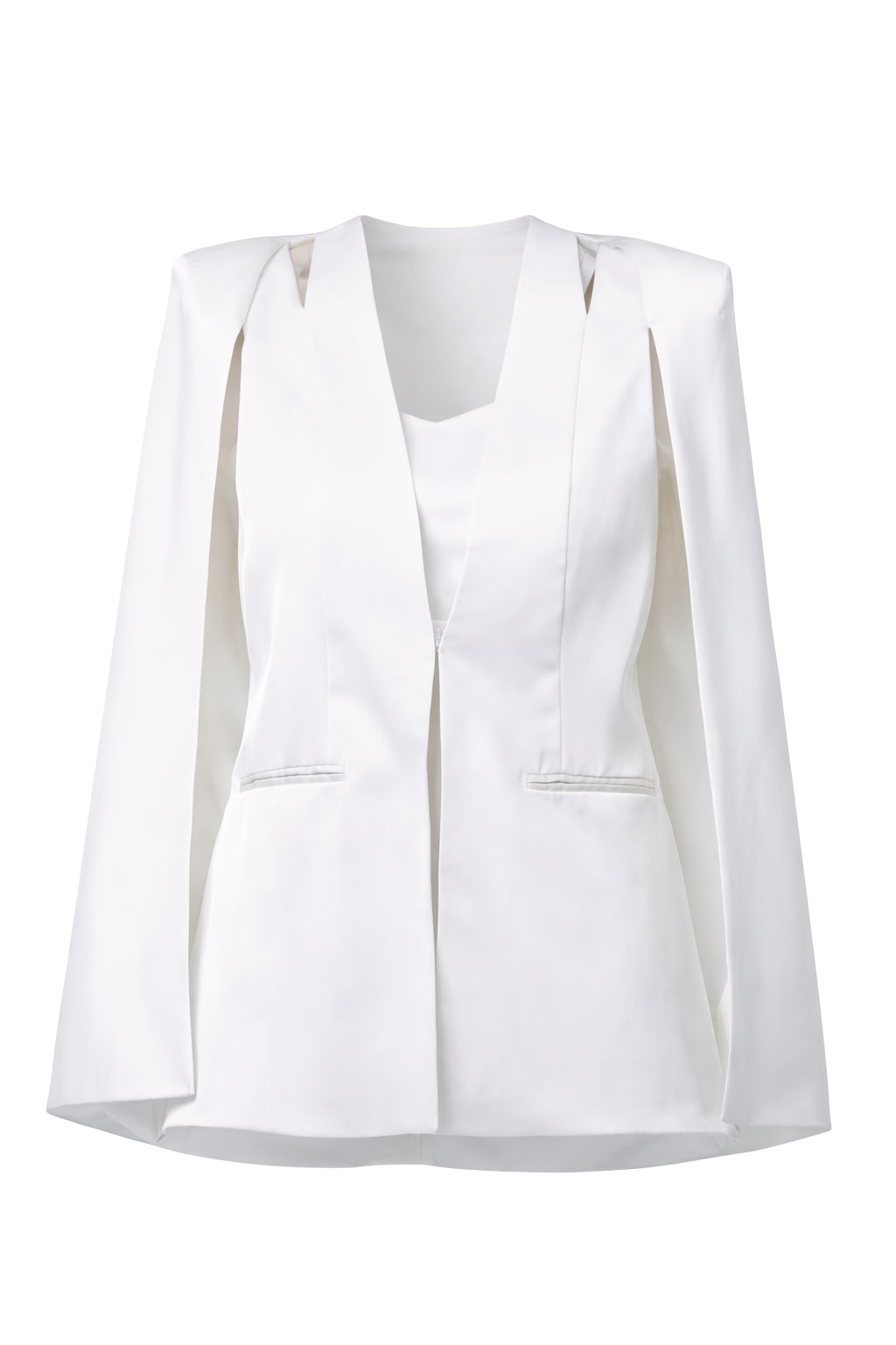 Women's Medinah Cape Blazer In Snow White | Large | Zafur