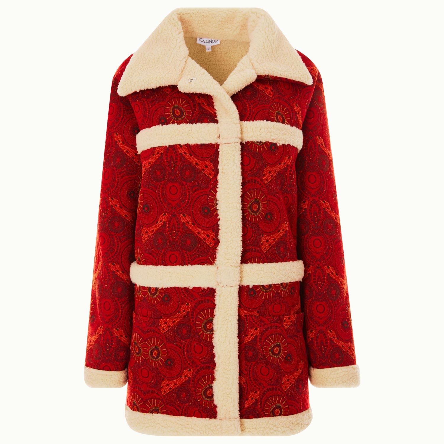 Kahindo Maputo Coat Red & Cream In Red