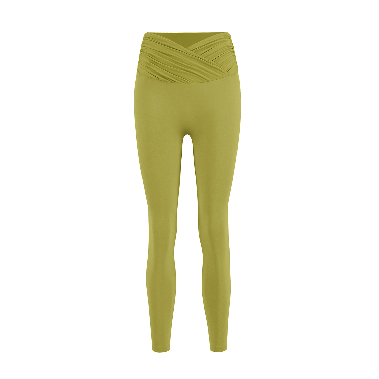 Yes Flâneuse Women's Gold / Green Lana Leggings With Tiny Side Ruffles Golden Lime In Green/gold