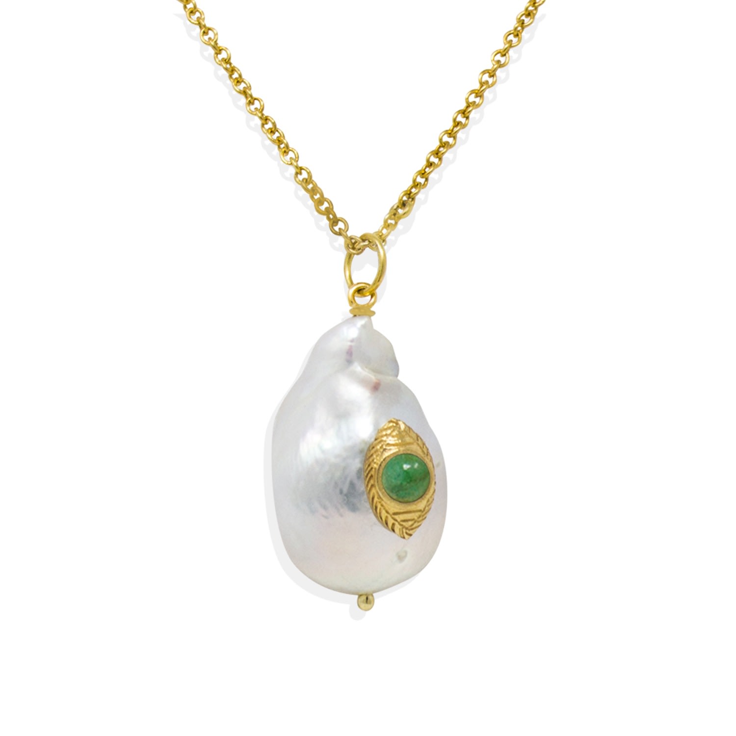 Women’s Gold The Eye Green Emerald Pendant Necklace Vintouch Italy