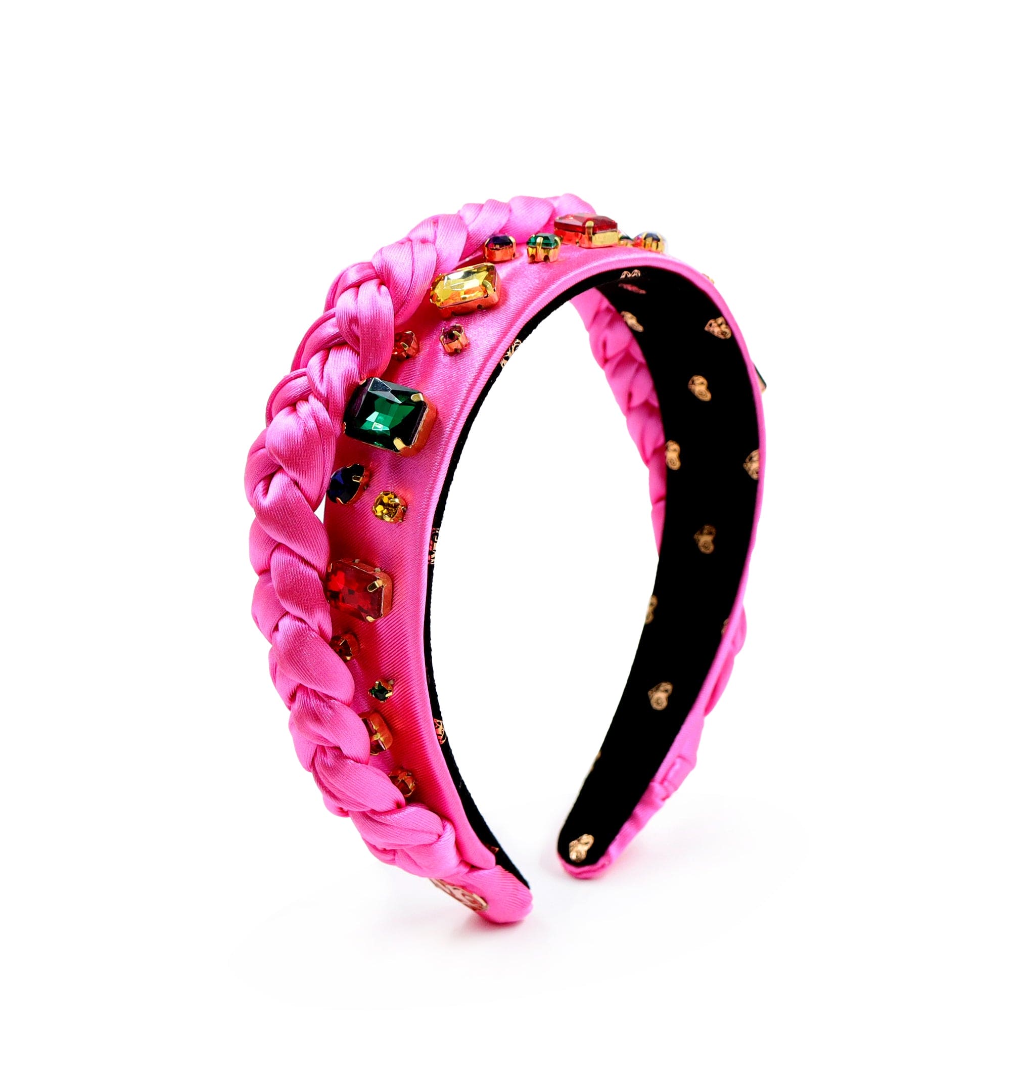 Women's Pink Alessia - Headband - Fuchsia Silk With Jewels | Miss Cicconi