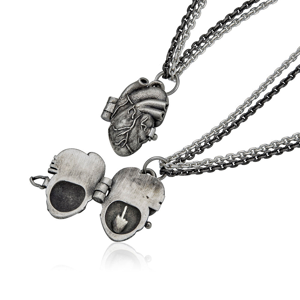 Cartography Men's Jack: Fuck You - Anatomical Heart Necklace In Sterling Silver