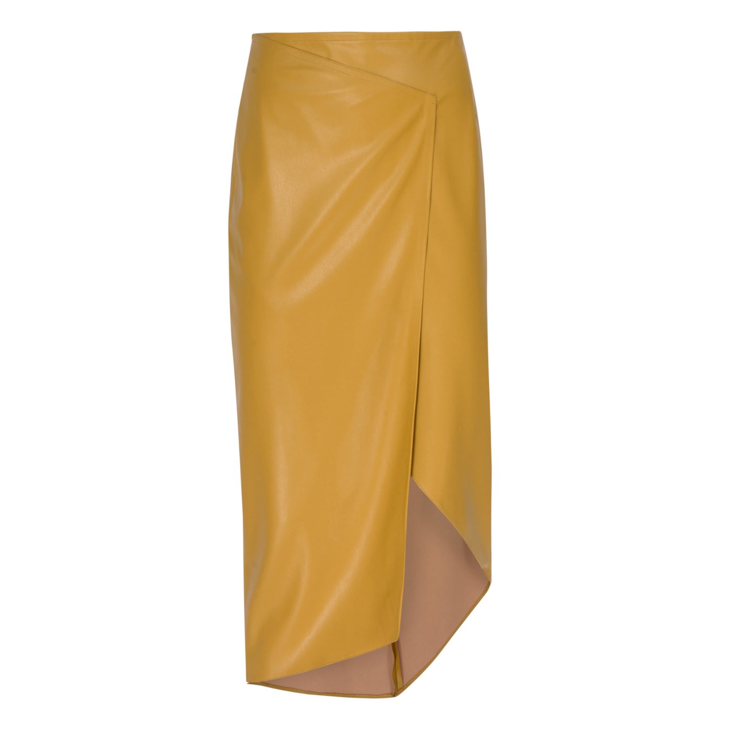 Mirimalist Women's Yellow / Orange Orion Leather Midi Skirt In Yellow/orange