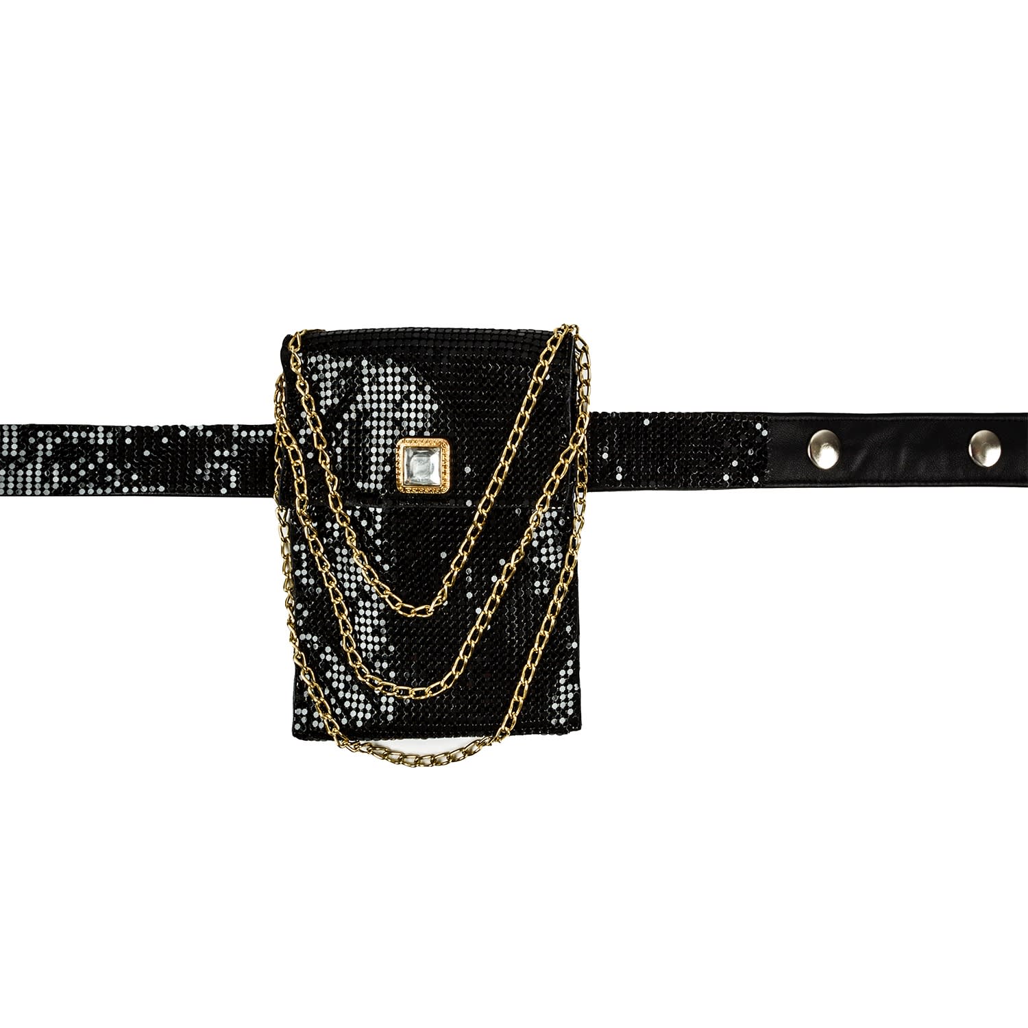 black chain belt bag