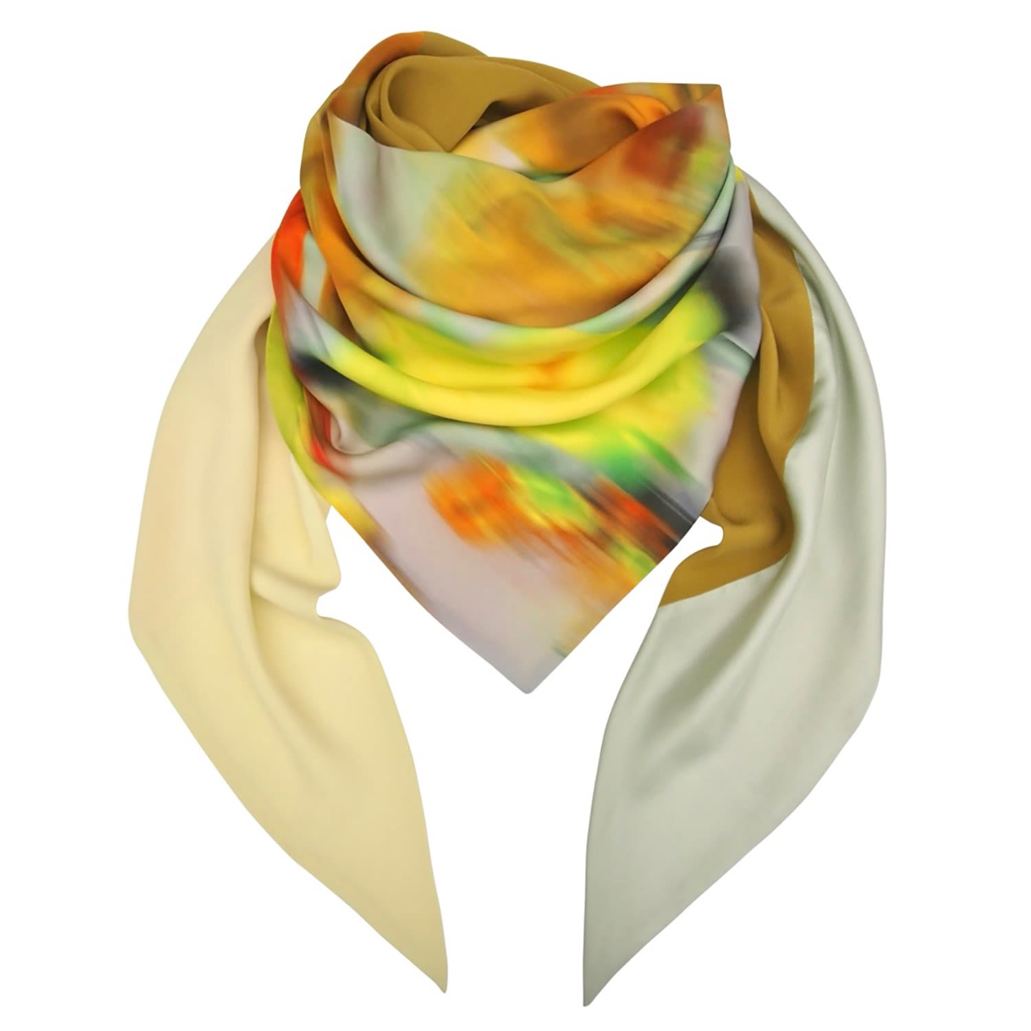 Capitana Women's Yellow / Green / Orange Silk-blend Triangle Scarf Limosano In Sunshine Tones - Yellow & Oran In Multi