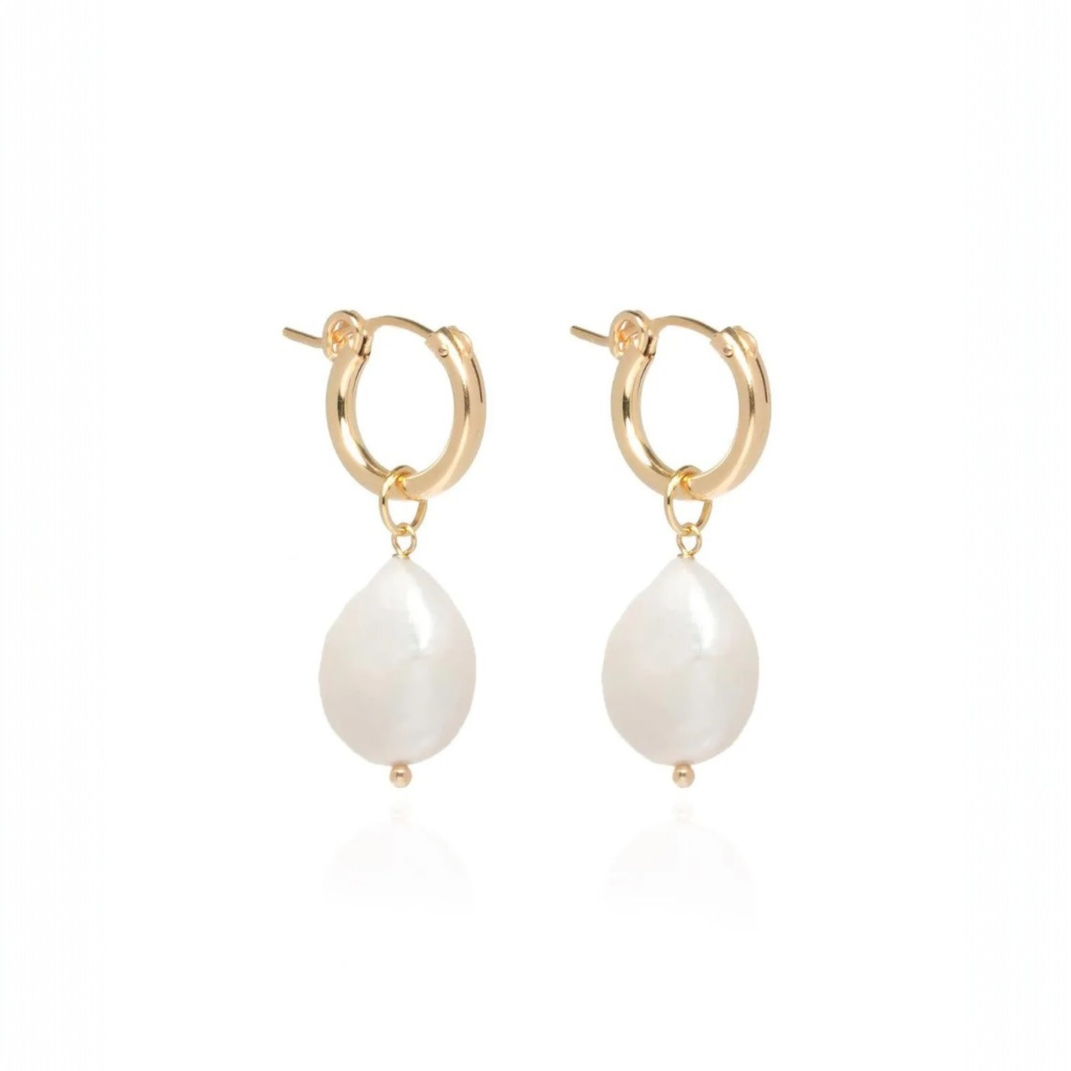 Ella Palm Women's Gold / White Layla Baroque Pearl Gold Huggie Hoops