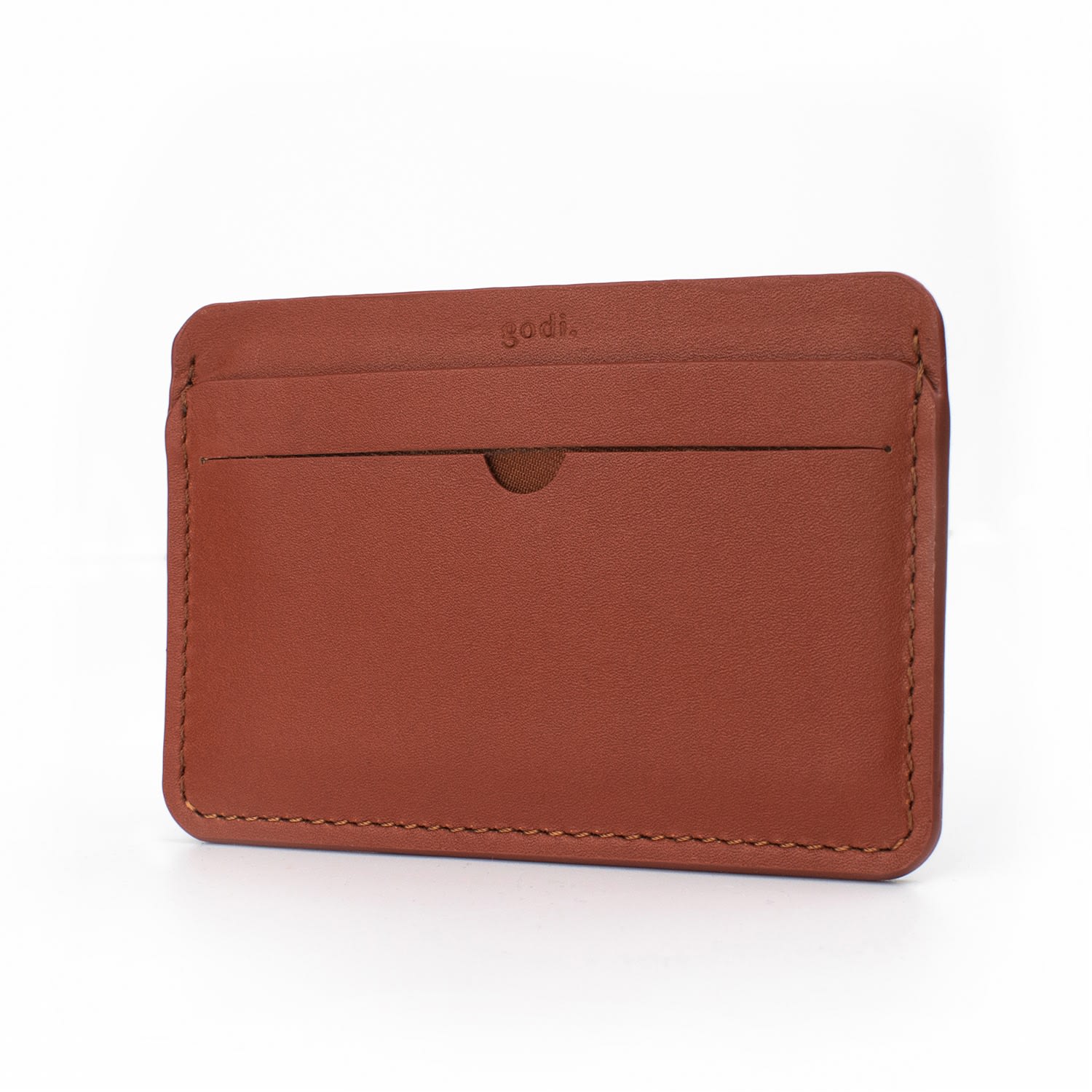 Men’s Rose Gold Slim Leather Cardholder - Rust Brown Godi.