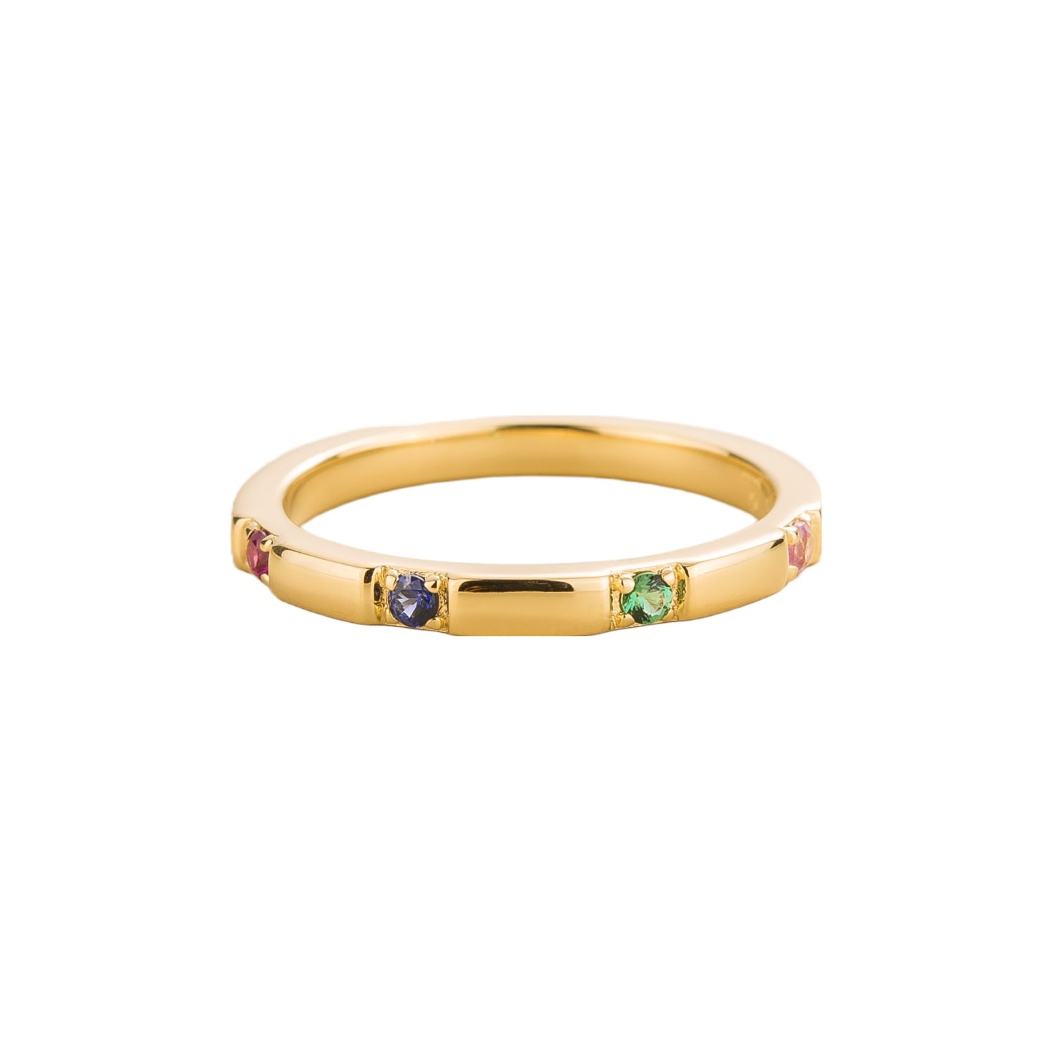 Juvetti Women's Red / Green / Blue Balans Gold Ring Ruby, Blue Sapphire, Emerald, Pink Sapphire In Multi