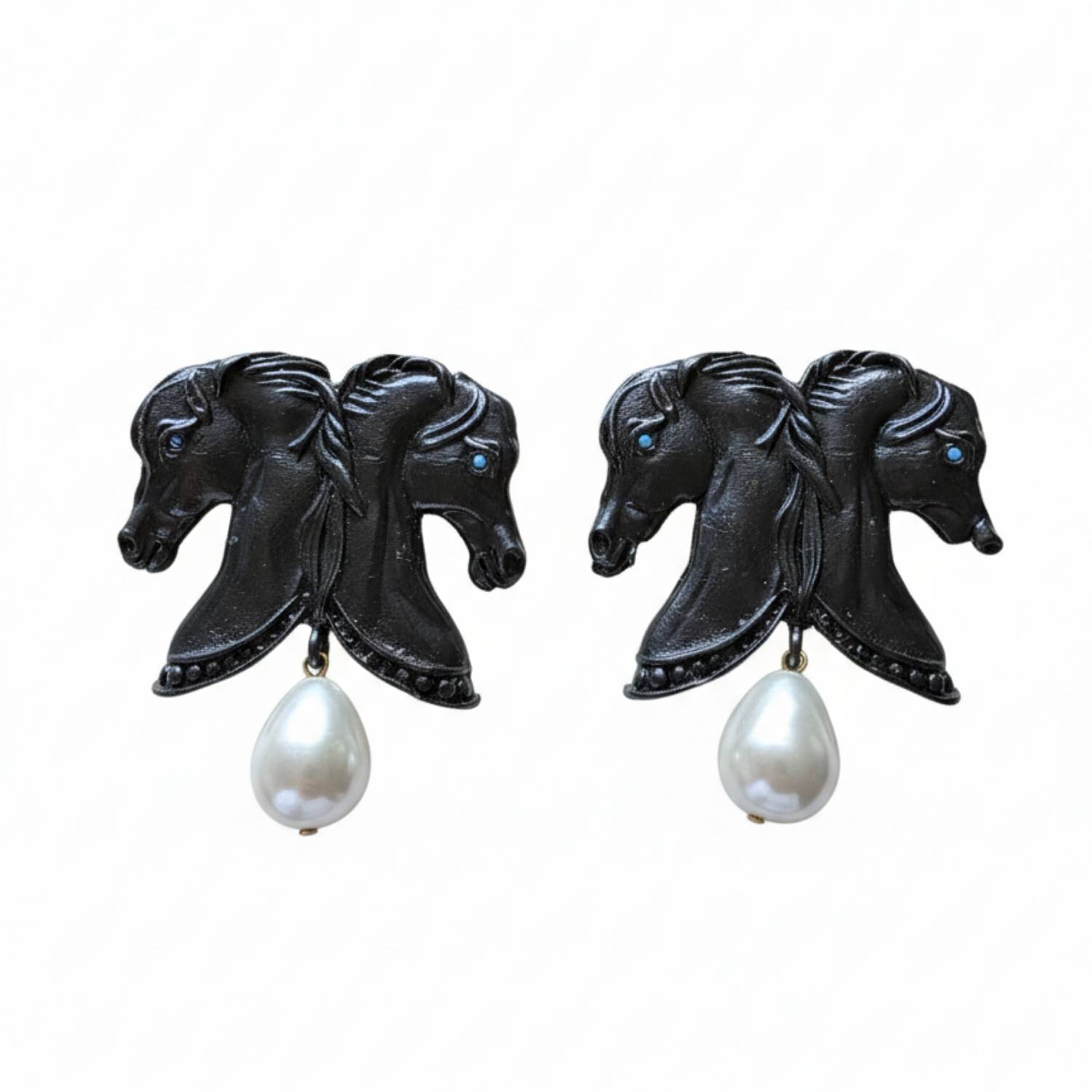 Silver & Elegant Co. Women's Grey The Majorca Pearl Equestrian Studs In Gray