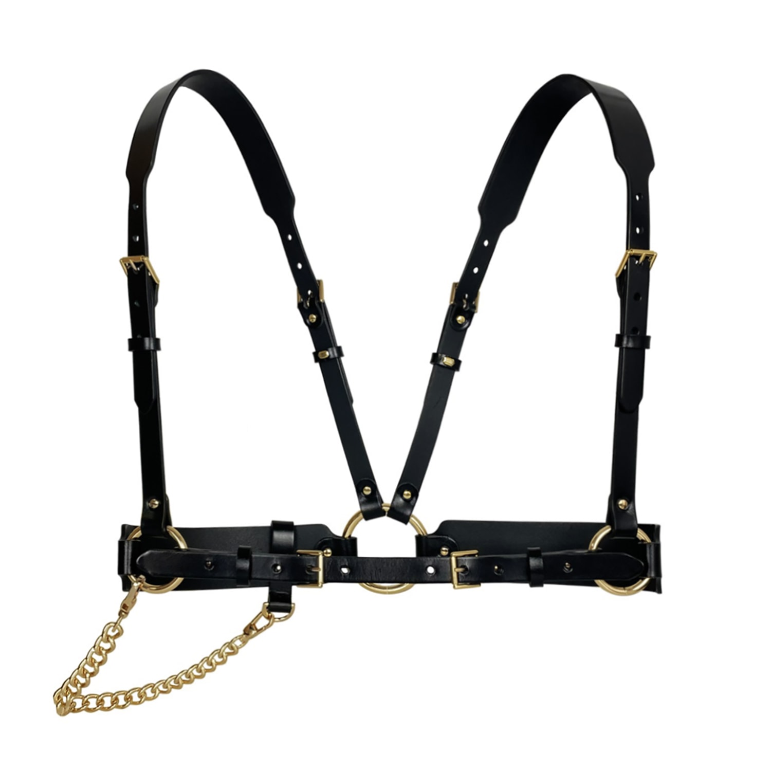 Haute Cuir Women's Black Tara Chained Leather Harness