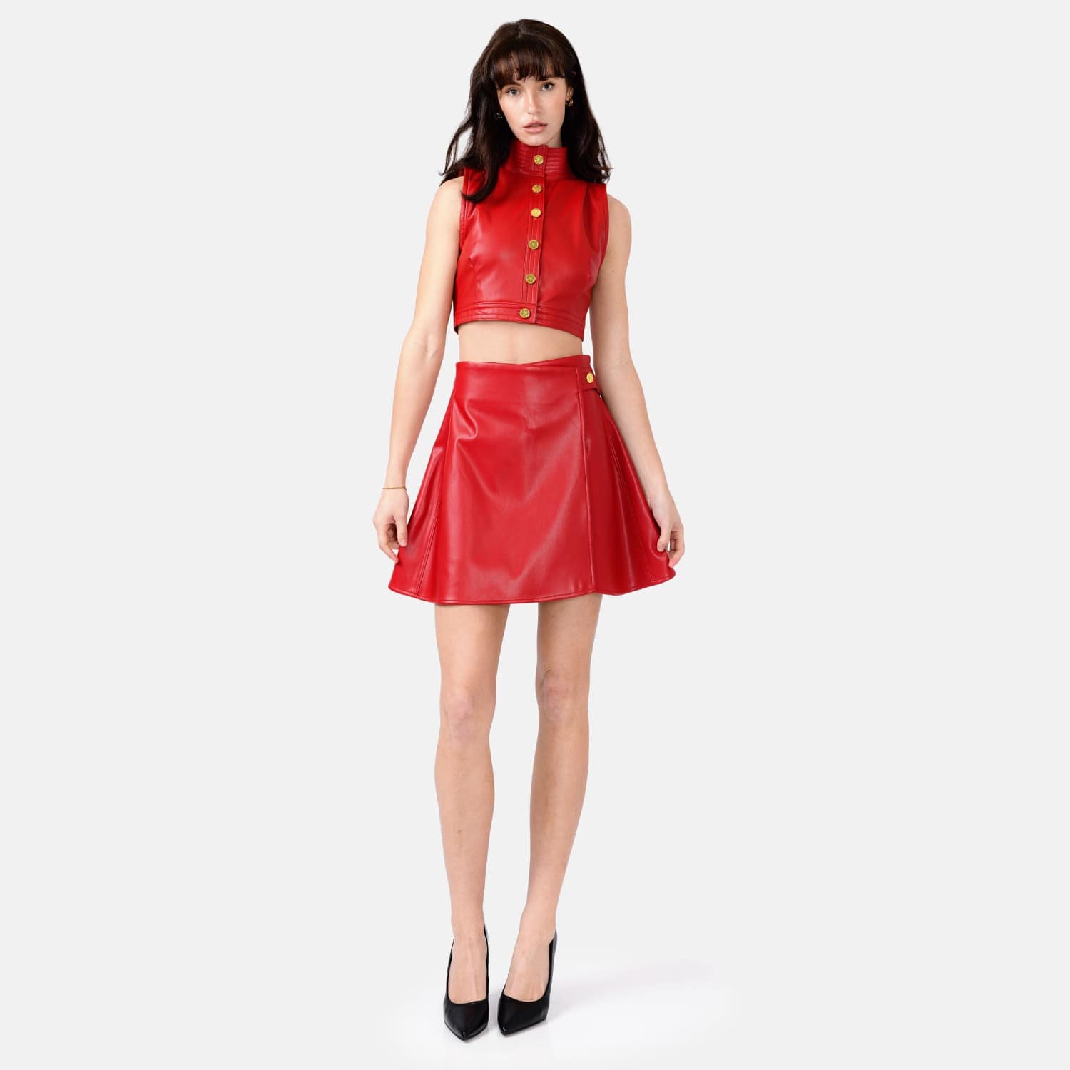 Red Leather Skirt Outfit Amazon Red Skirt Women's Red Vegan Leather Wrap  Skirt Mini Length With