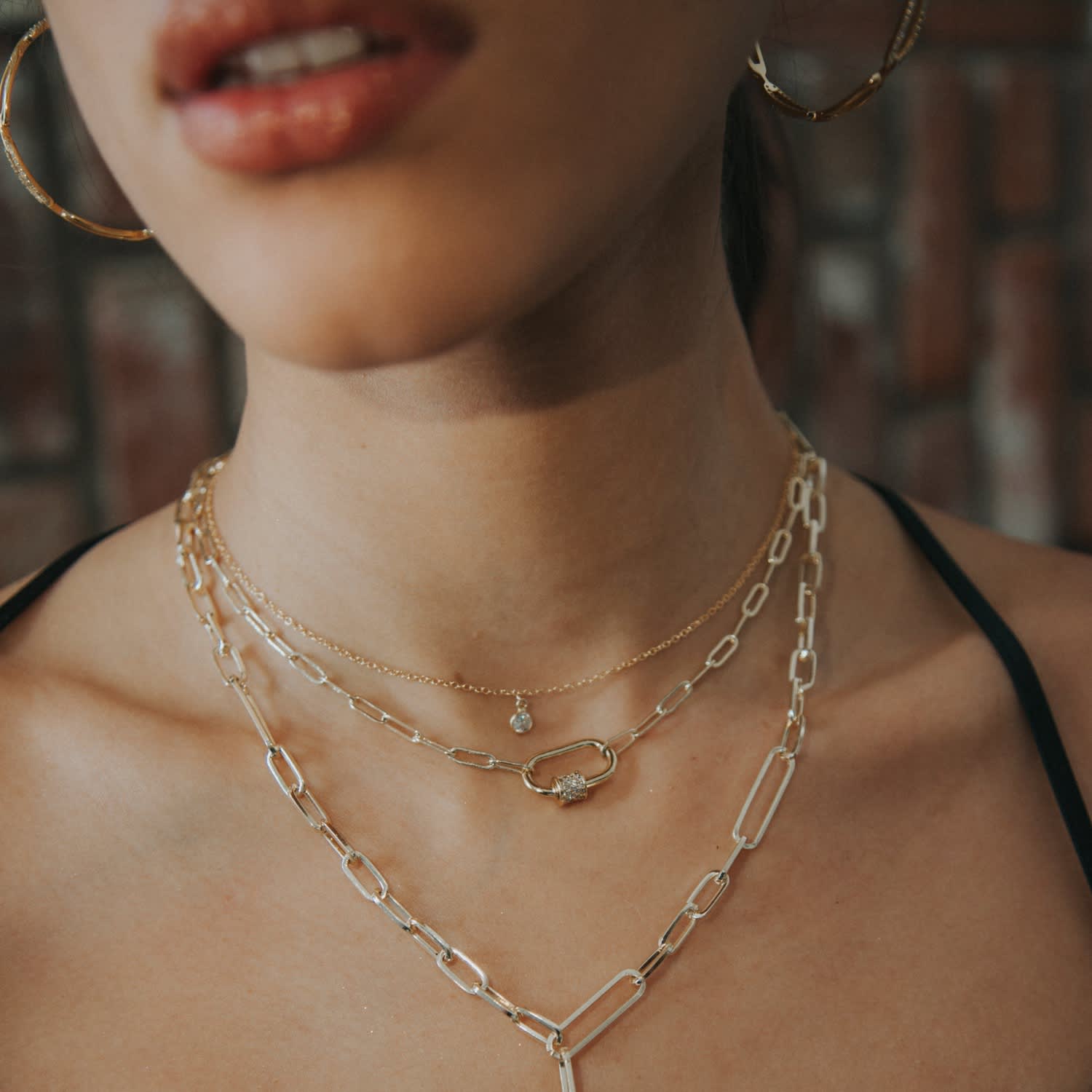 Clingy Carabiner Necklace- Gold