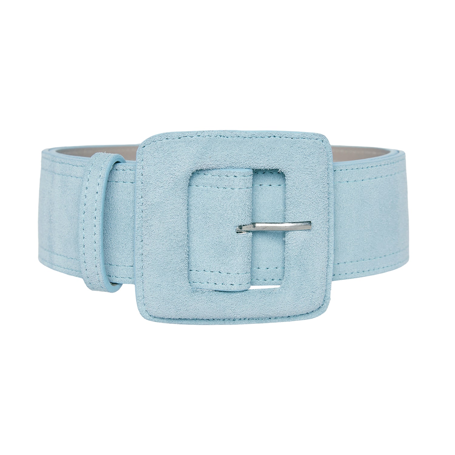 Beltbe Women's Suede Square Buckle Belt - Baby Blue