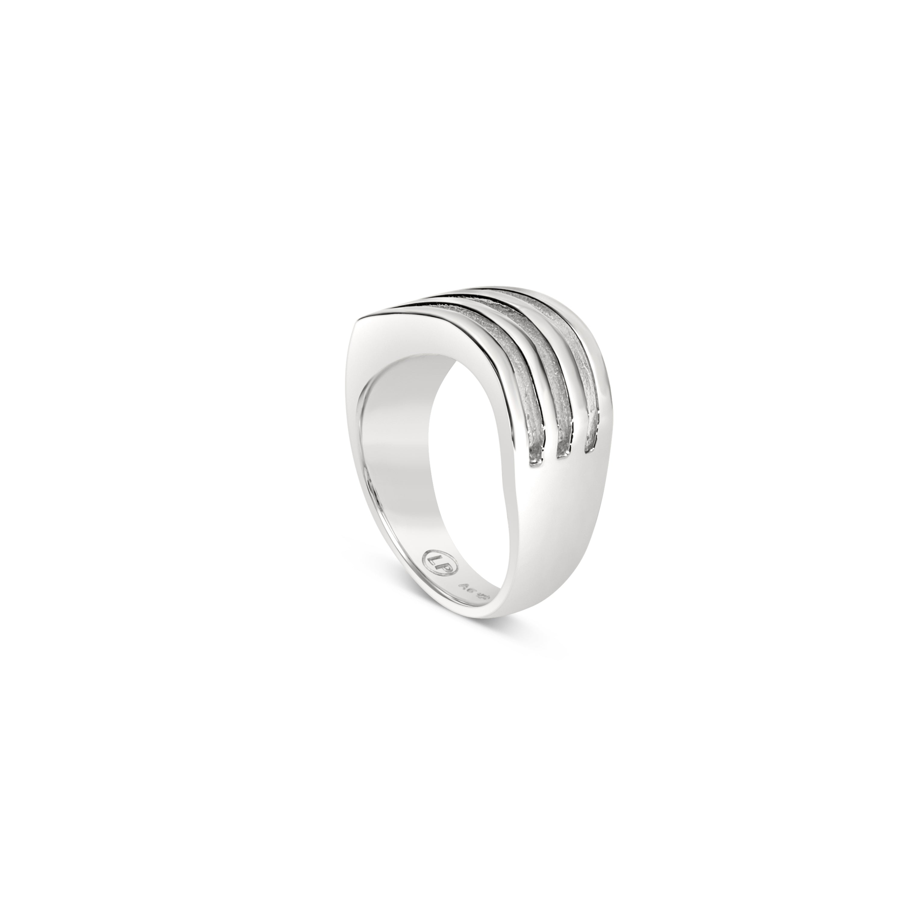 Loupn Men's The Ripple Effect Ring - Sterling Silver - Polished In Silver