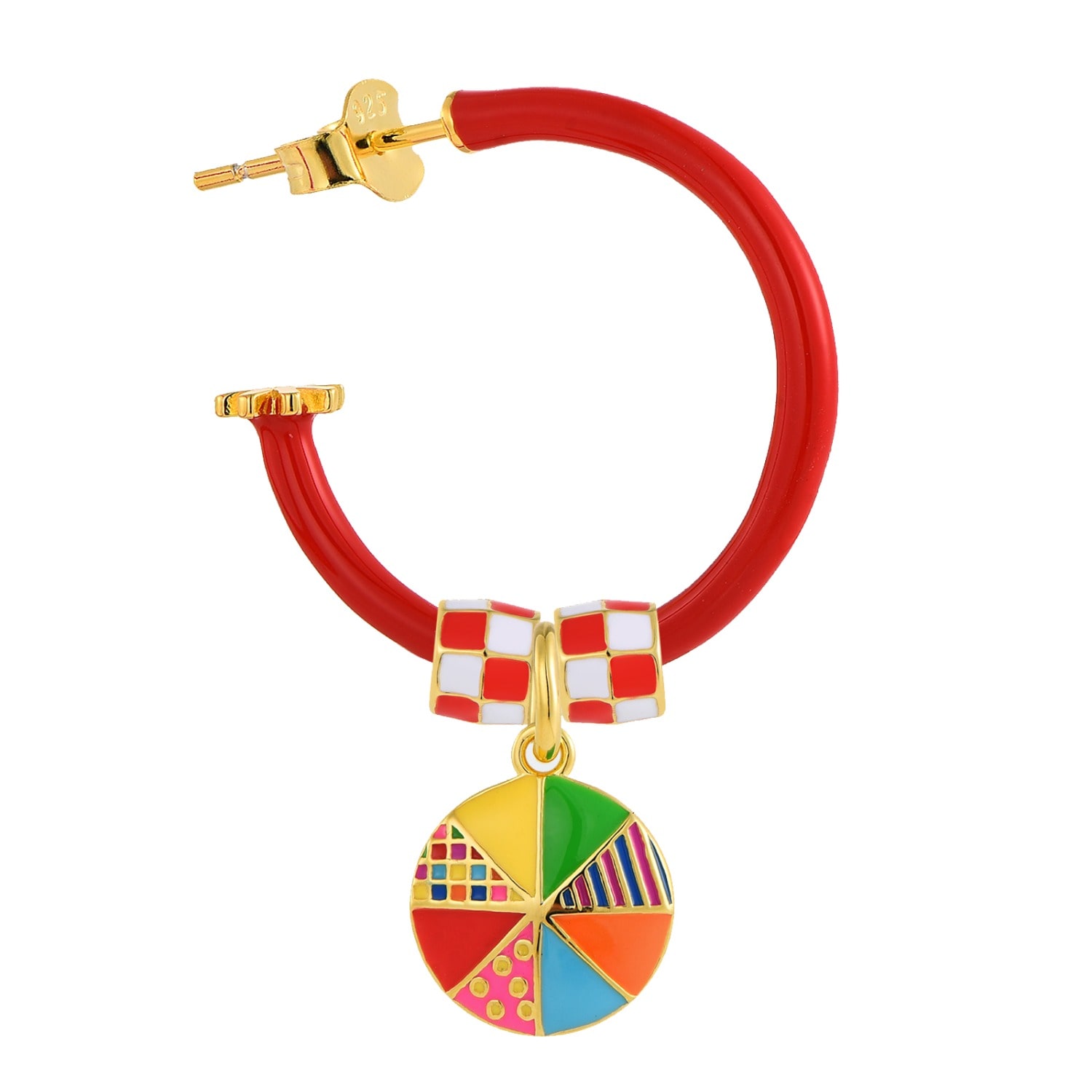 Pinnole Women's Red Gold Take A Chance On Myself Earring Mix In Red