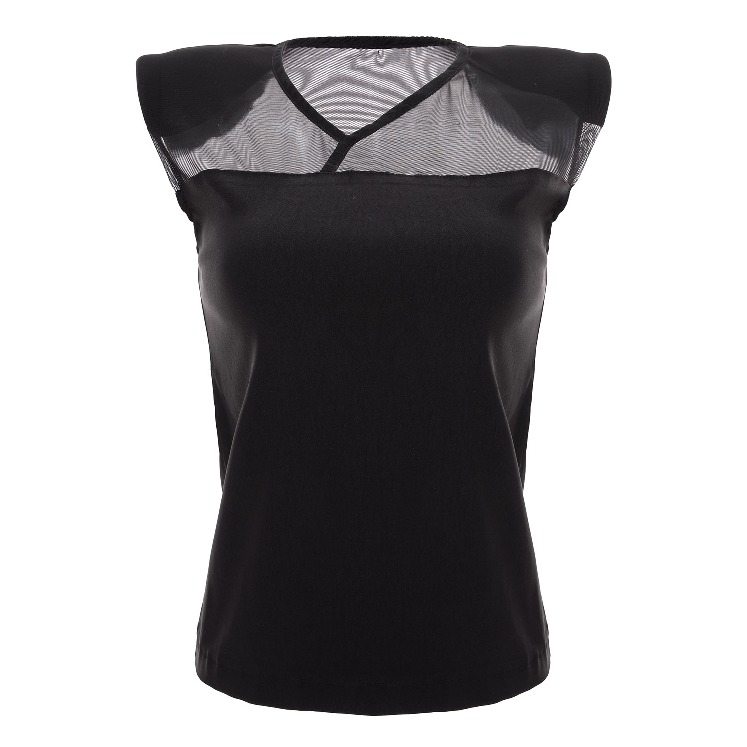 Women’s Black Shoulder Pad Stretch Top Extra Small Silvia Serban