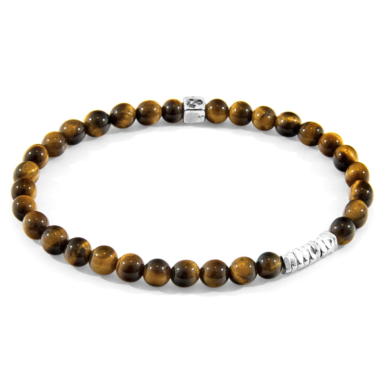 Anchor & Crew Men's Brown Tigers Eye Atrato Silver & Stone Bracelet In Brown