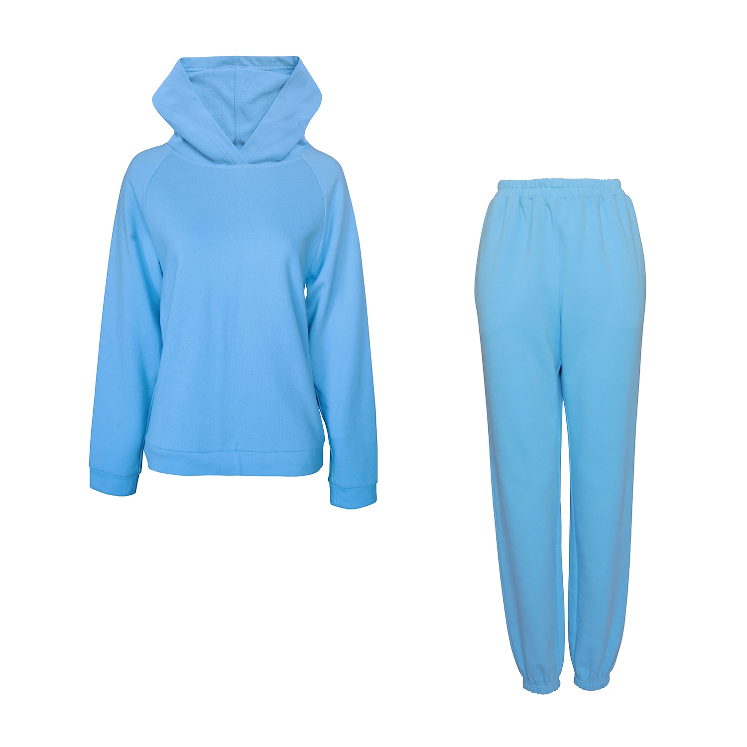 Billie Cotton Hoodie And Track Pants Set - Baby Blue Medium 2Kstyle