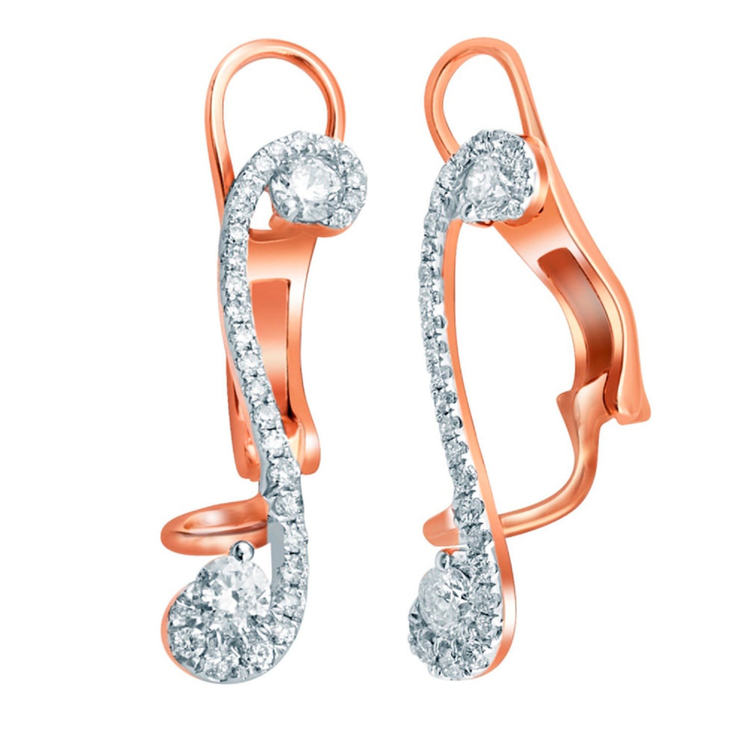 Artisan Women's White / Rose Gold 18k Rose Gold Ear Jacket Earrings With Natural Diamonds In Gold