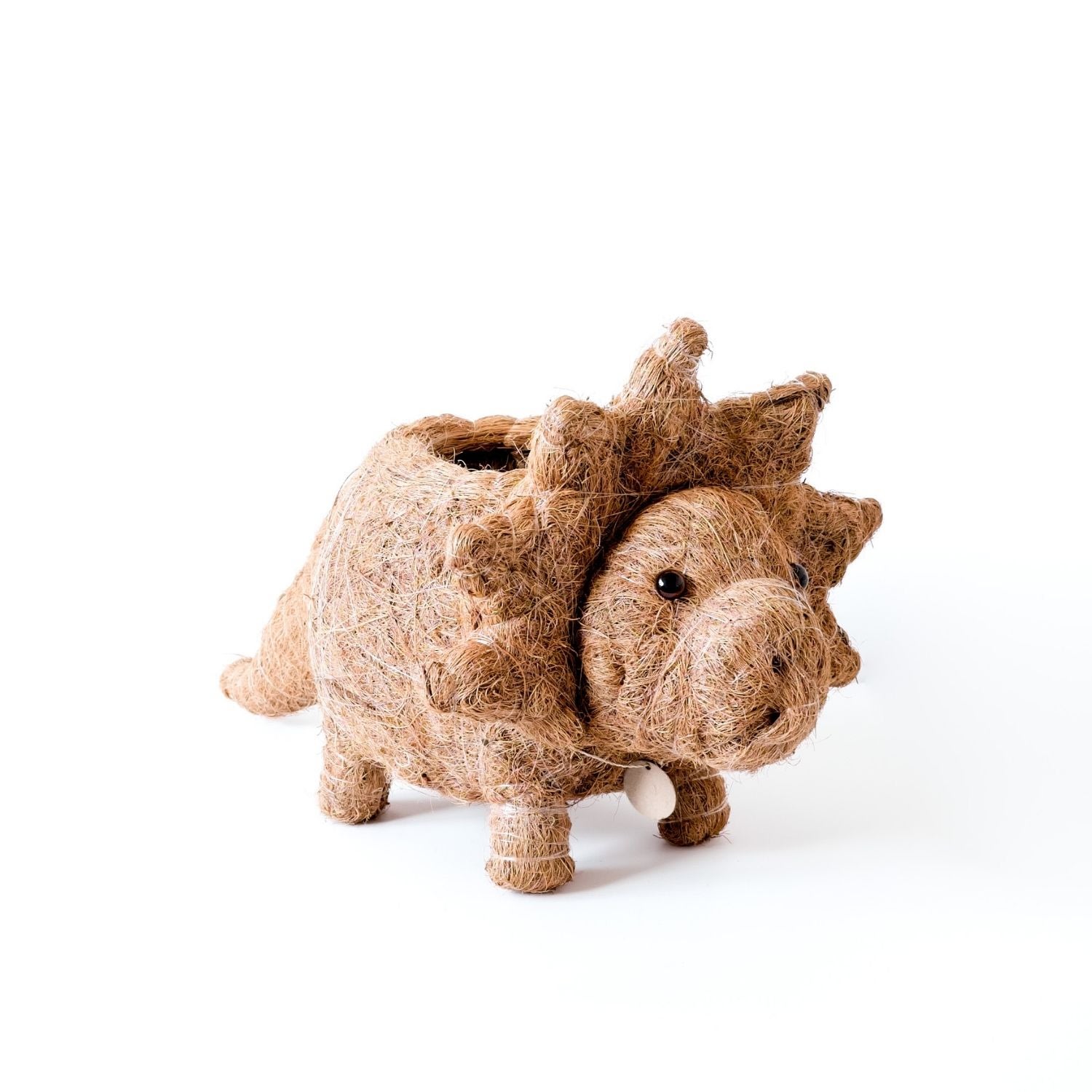 Likha Brown Coco Coir Animal Planter - Triceratops In Neutral