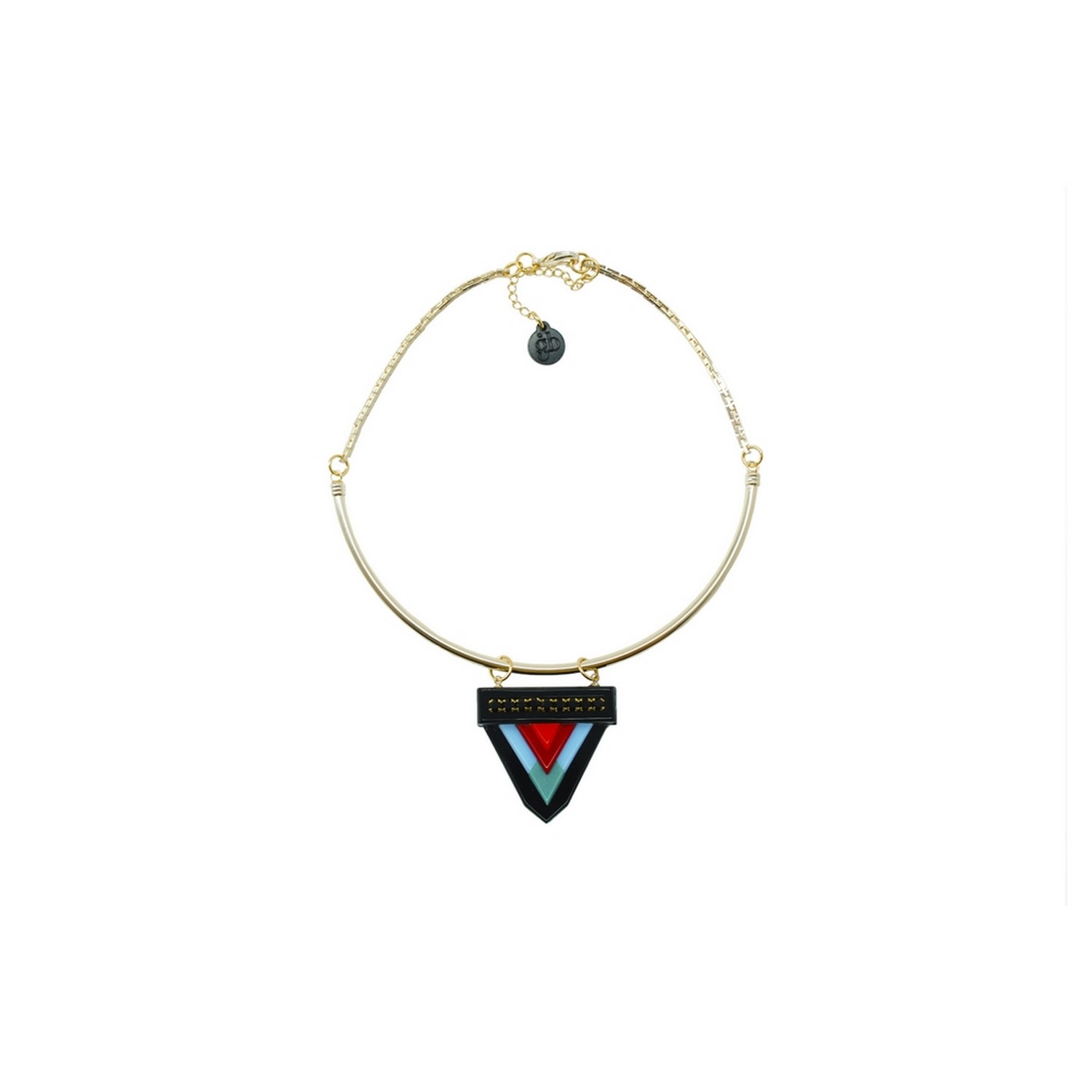 Gissa Bicalho Women's Acrylic Handmade Necklace Kit Kuntur Turquoise Green In Gold