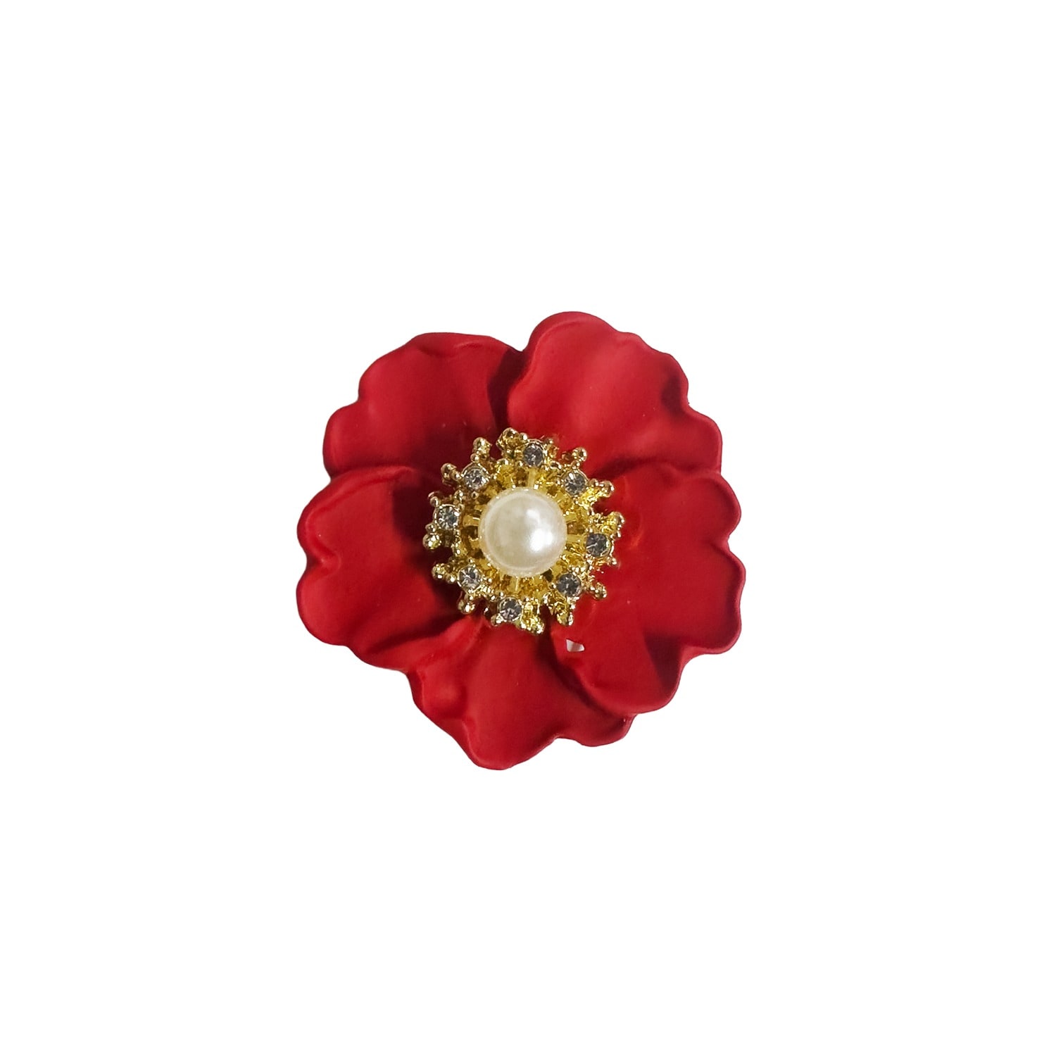 Women's Red / Gold Crystal Enamelled Poppy Flower Brooch | Chanel Joan Elkayam