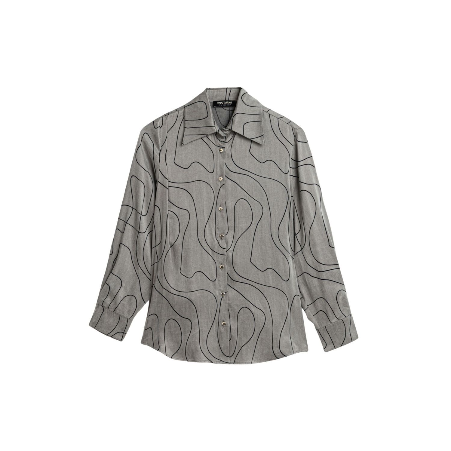 Nocturne Women's Printed Draped Long Sleeve Shirt In Gray