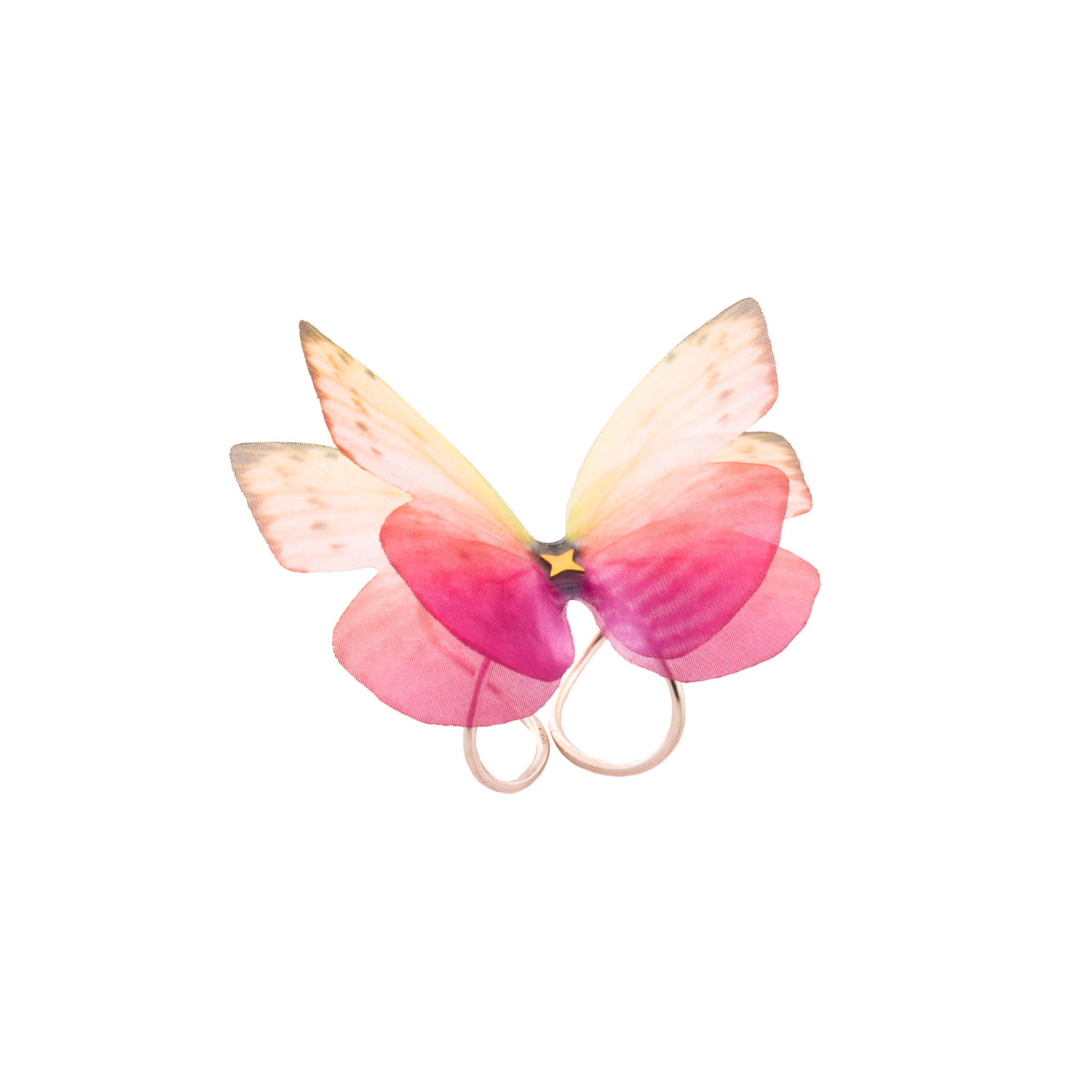 Oanasavu.creations Women's Pink / Purple Sterling Silver Silk Butterfly Adjustable Ring In Multi