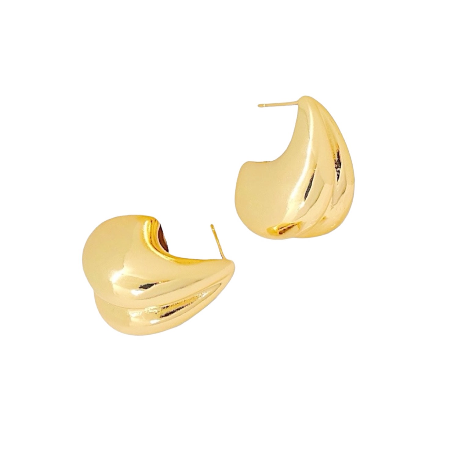 Valerie Chic Women's Gold Chunky Double Moon Earrings In Gold